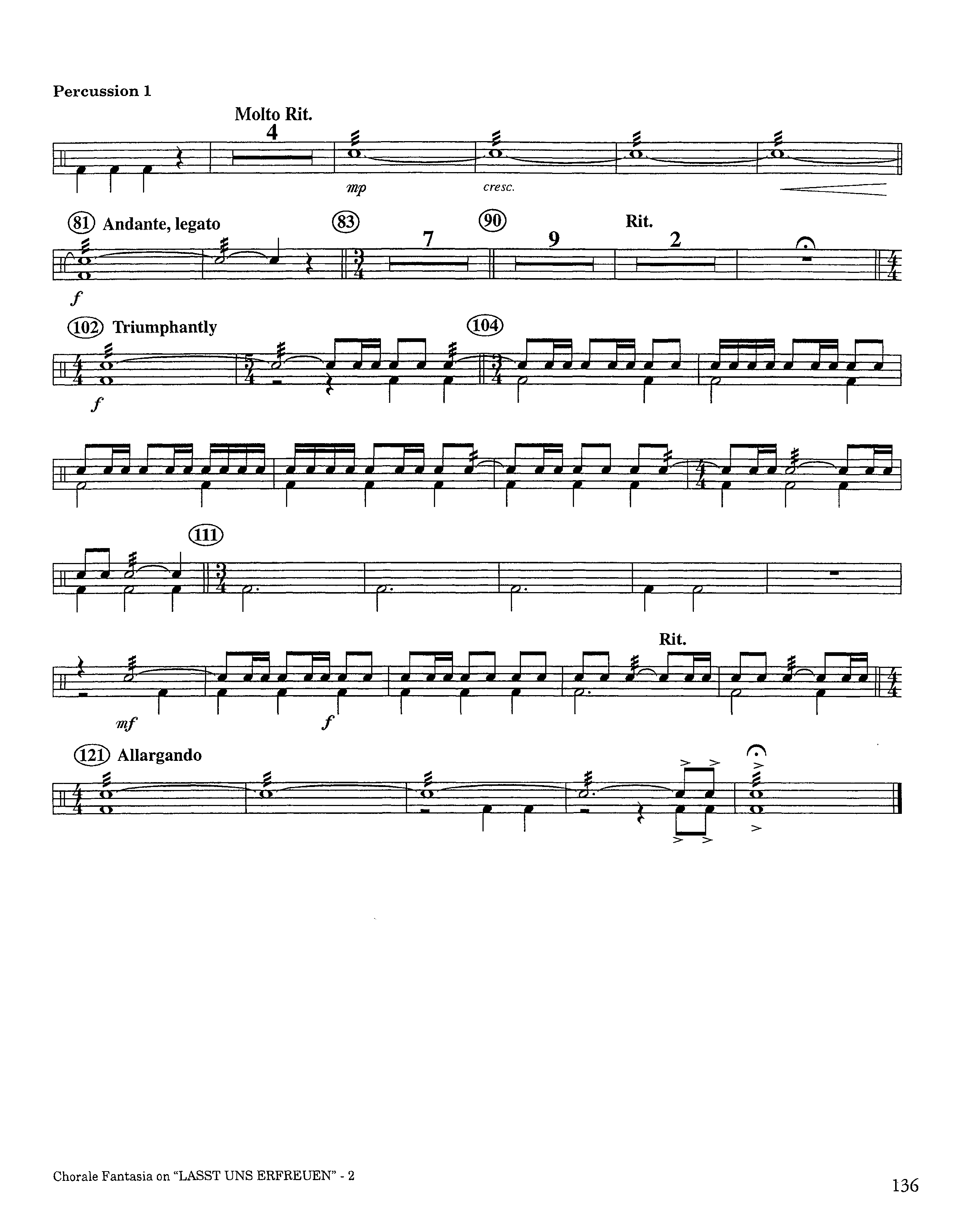 Chorale Fantasia (Instrumental) Percussion 1/2 (Lifeway Worship / Arr. Jeff Cranfill)
