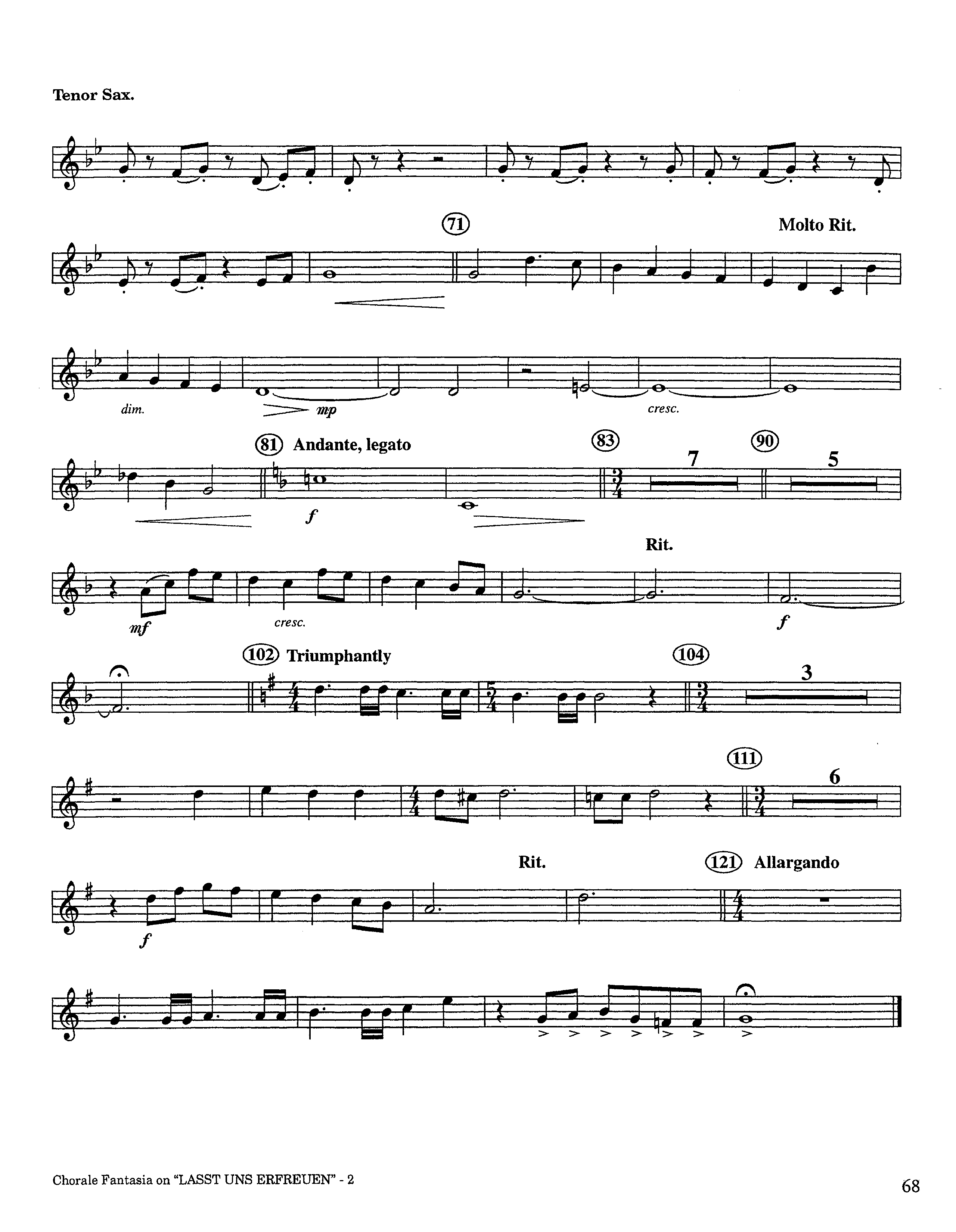 Chorale Fantasia (Instrumental) Tenor Sax 1 (Lifeway Worship / Arr. Jeff Cranfill)