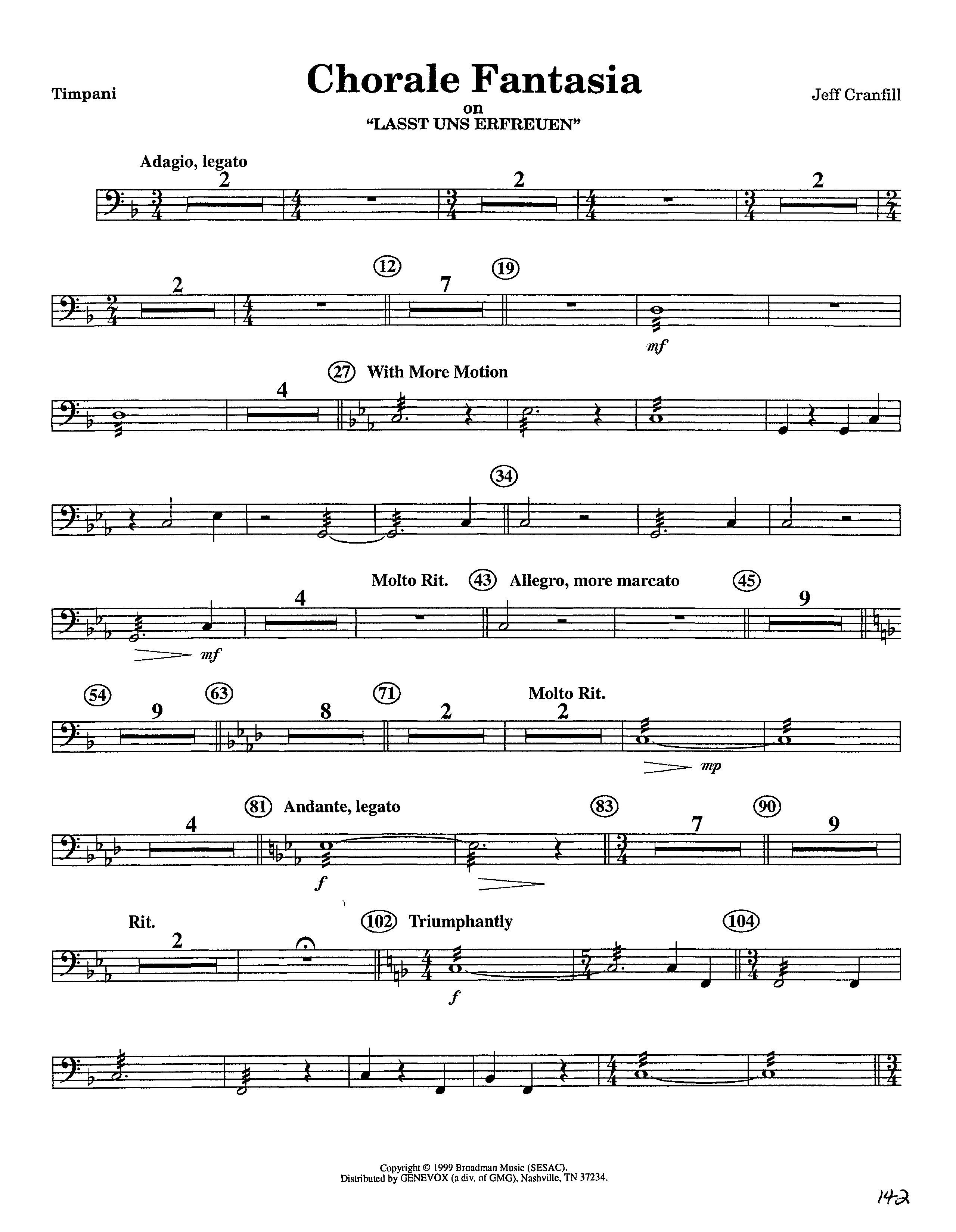 Chorale Fantasia (Instrumental) Timpani (Lifeway Worship / Arr. Jeff Cranfill)