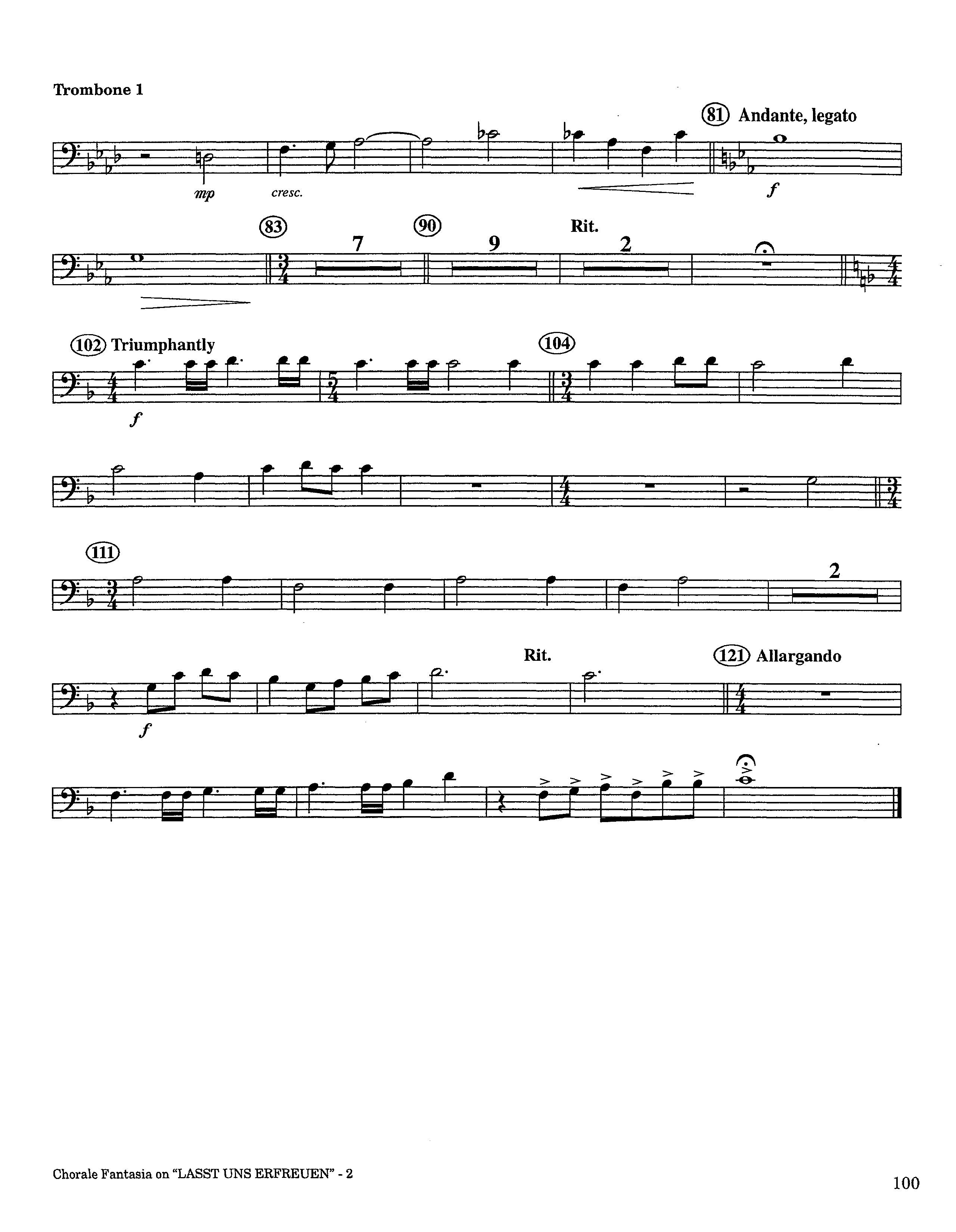 Chorale Fantasia (Instrumental) Trombone 1 (Lifeway Worship / Arr. Jeff Cranfill)