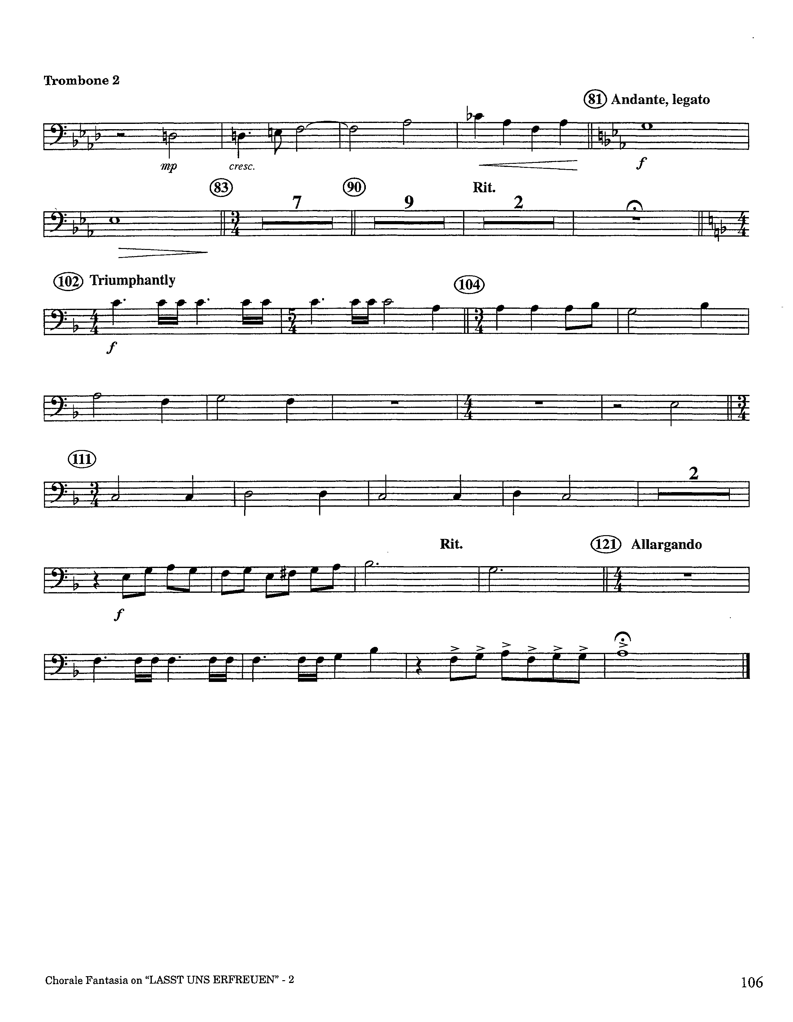 Chorale Fantasia (Instrumental) Trombone 2 (Lifeway Worship / Arr. Jeff Cranfill)