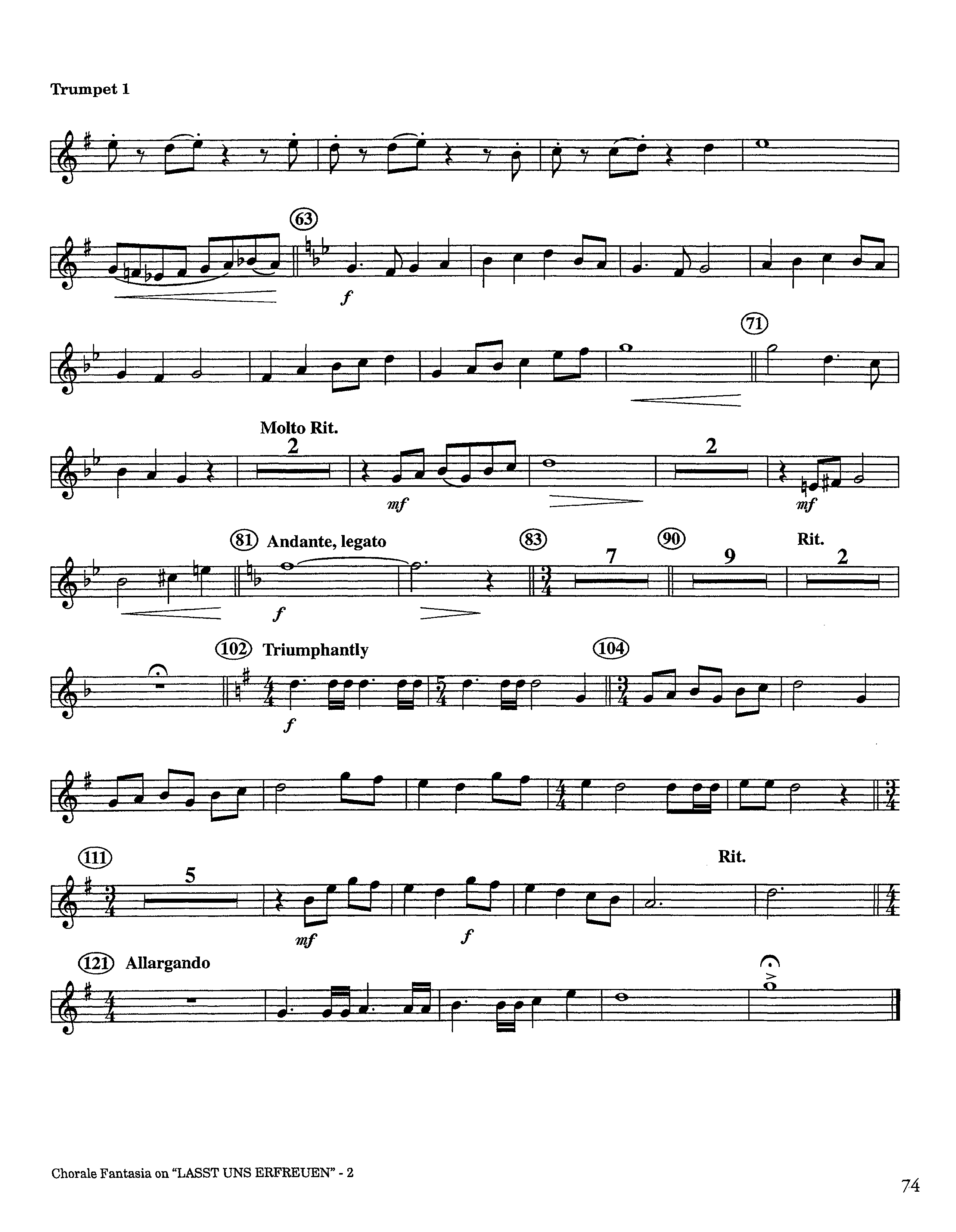 Chorale Fantasia (Instrumental) Trumpet 1 (Lifeway Worship / Arr. Jeff Cranfill)