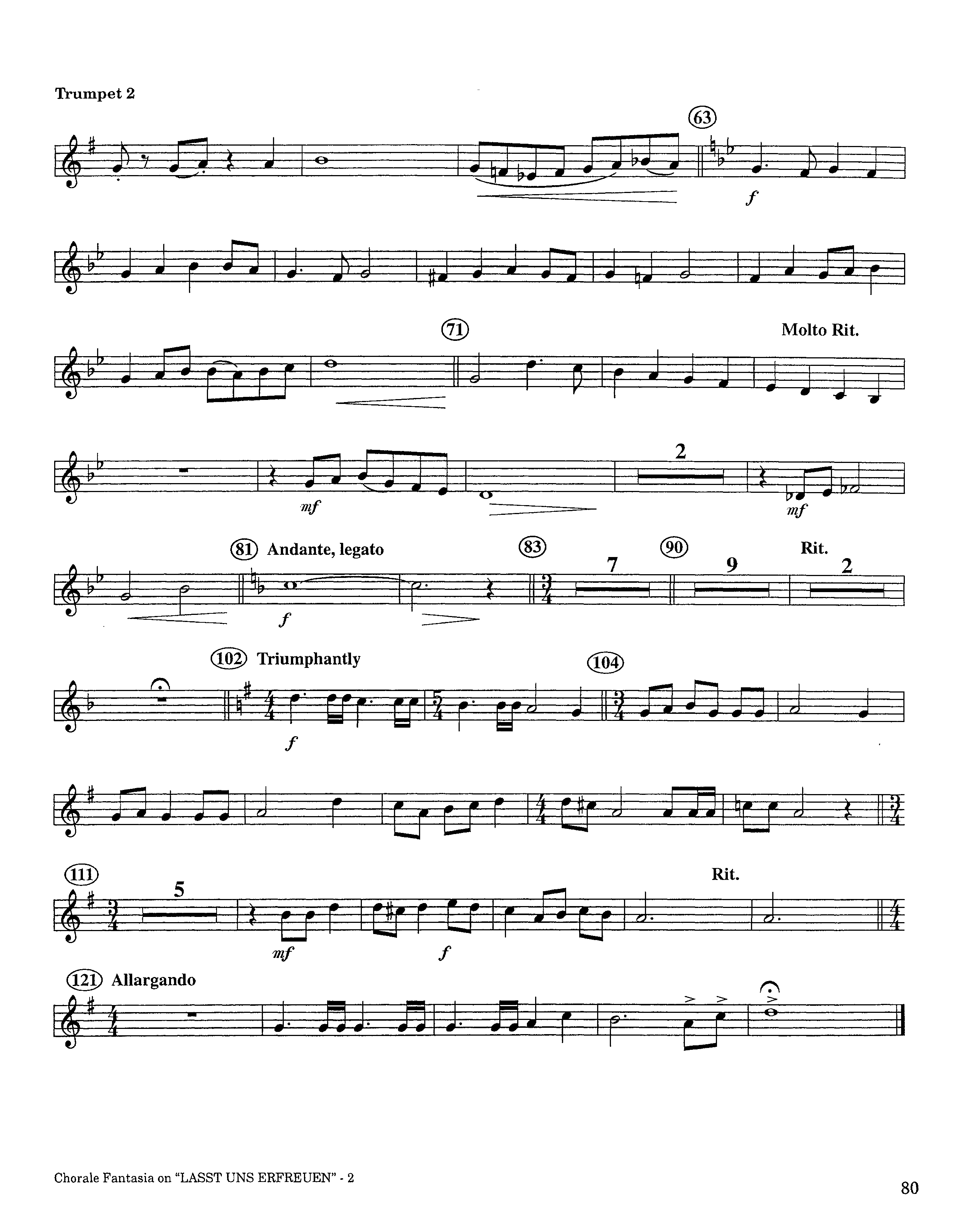 Chorale Fantasia (Instrumental) Trumpet 2 (Lifeway Worship / Arr. Jeff Cranfill)