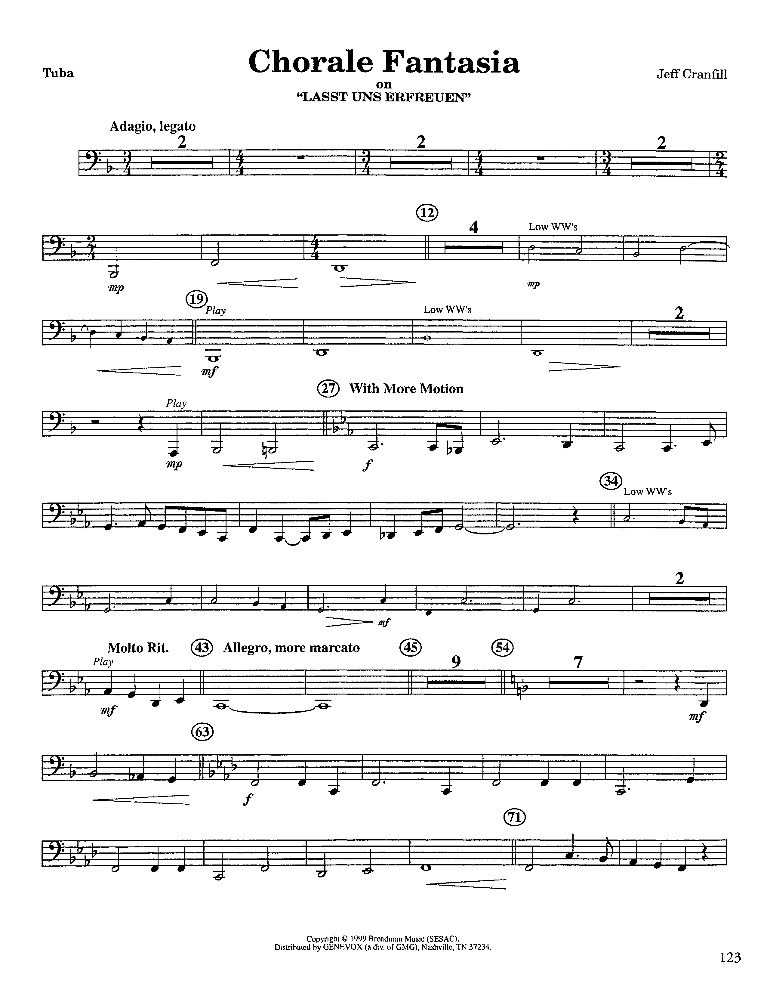 Chorale Fantasia (Instrumental) Tuba (Lifeway Worship / Arr. Jeff Cranfill)