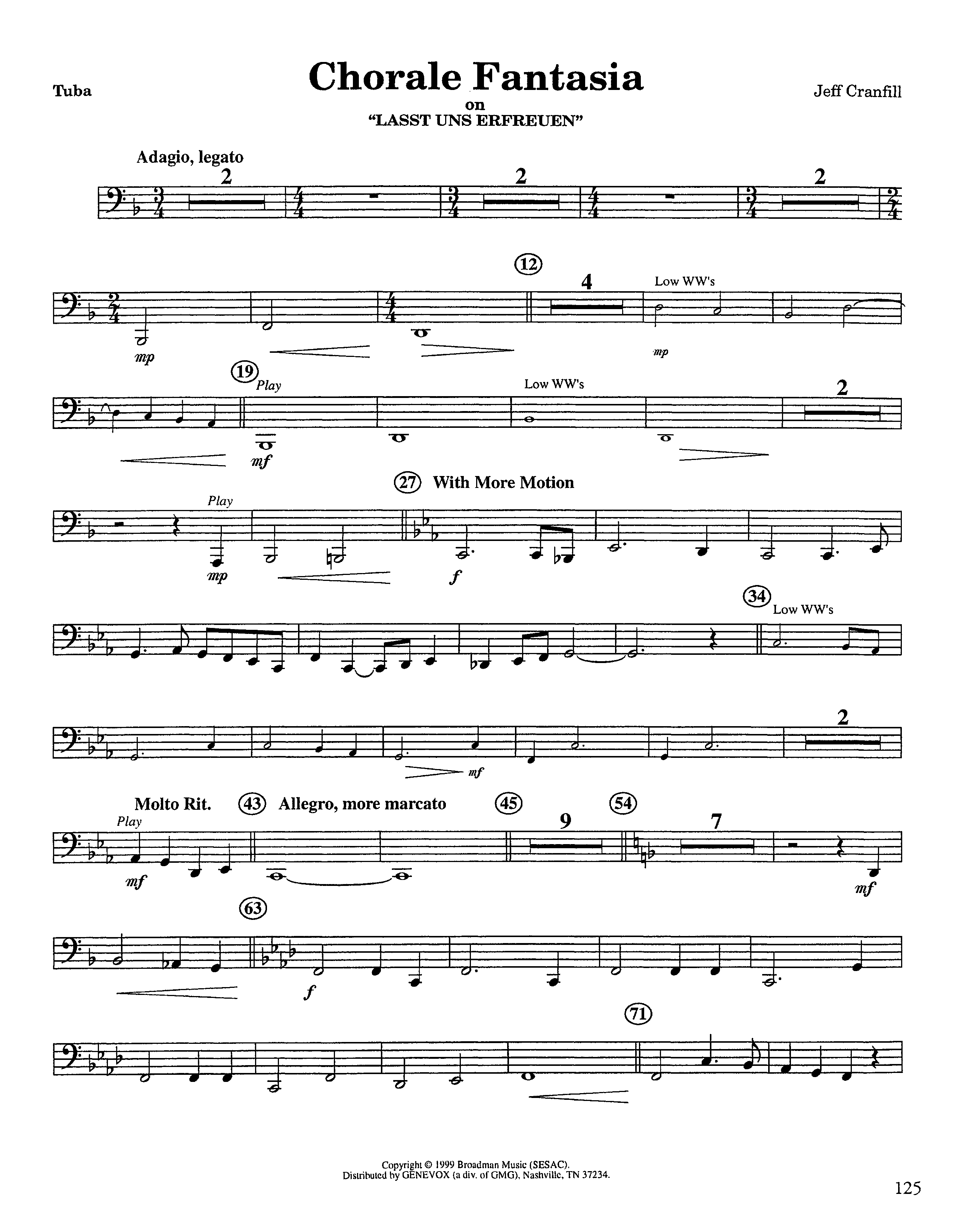 Chorale Fantasia (Instrumental) Tuba (Lifeway Worship / Arr. Jeff Cranfill)