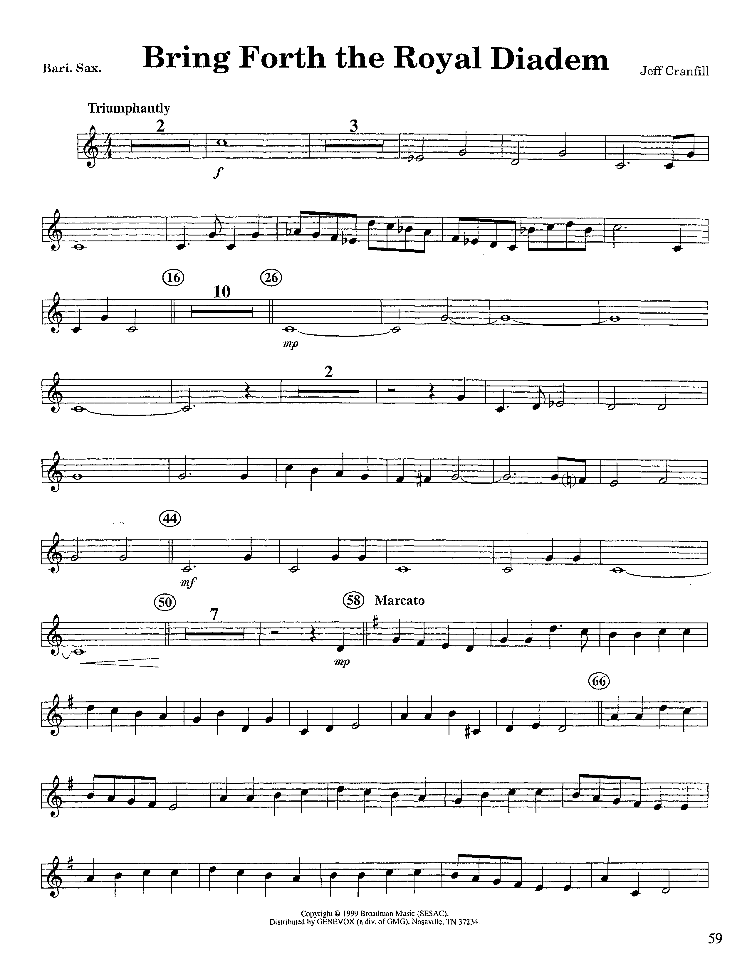 Bring Forth The Royal Diadem (Instrumental) Bari Sax (Lifeway Worship / Arr. Jeff Cranfill)