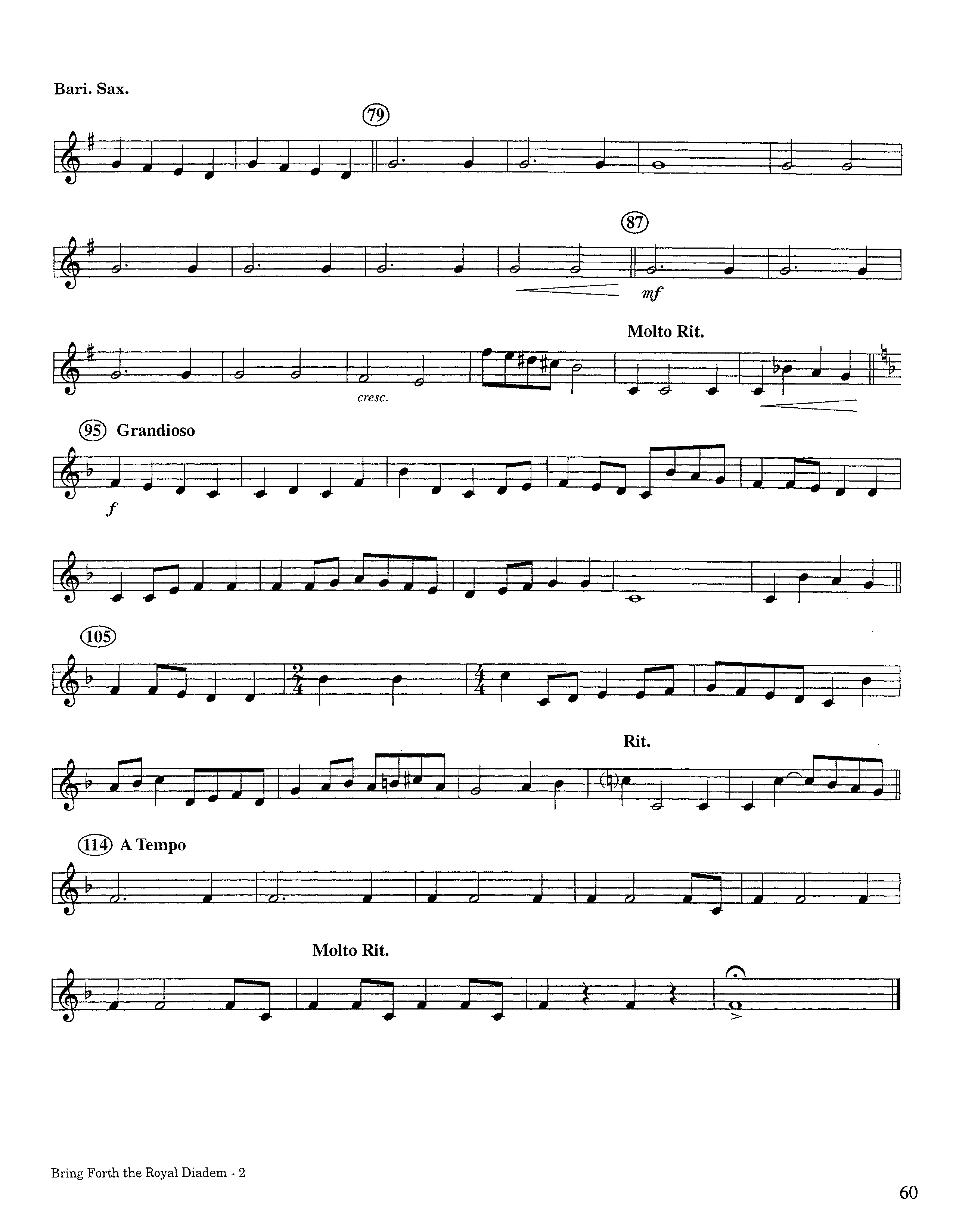 Bring Forth The Royal Diadem (Instrumental) Bari Sax (Lifeway Worship / Arr. Jeff Cranfill)