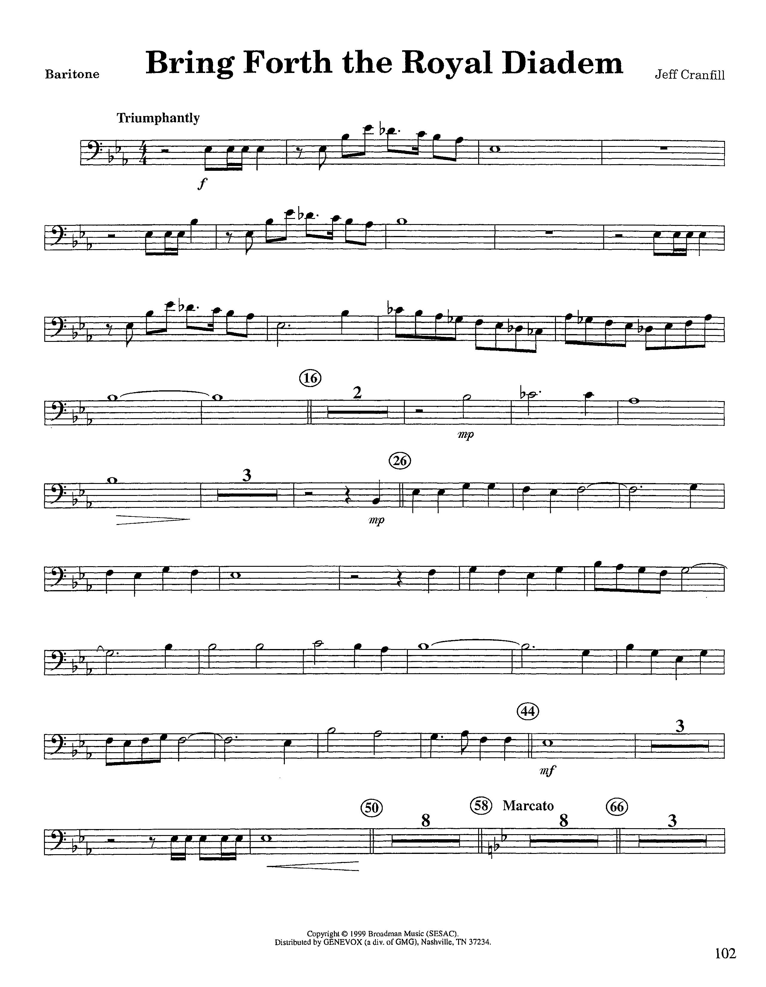 Bring Forth The Royal Diadem (Instrumental) Baritone Horn BC (Lifeway Worship / Arr. Jeff Cranfill)