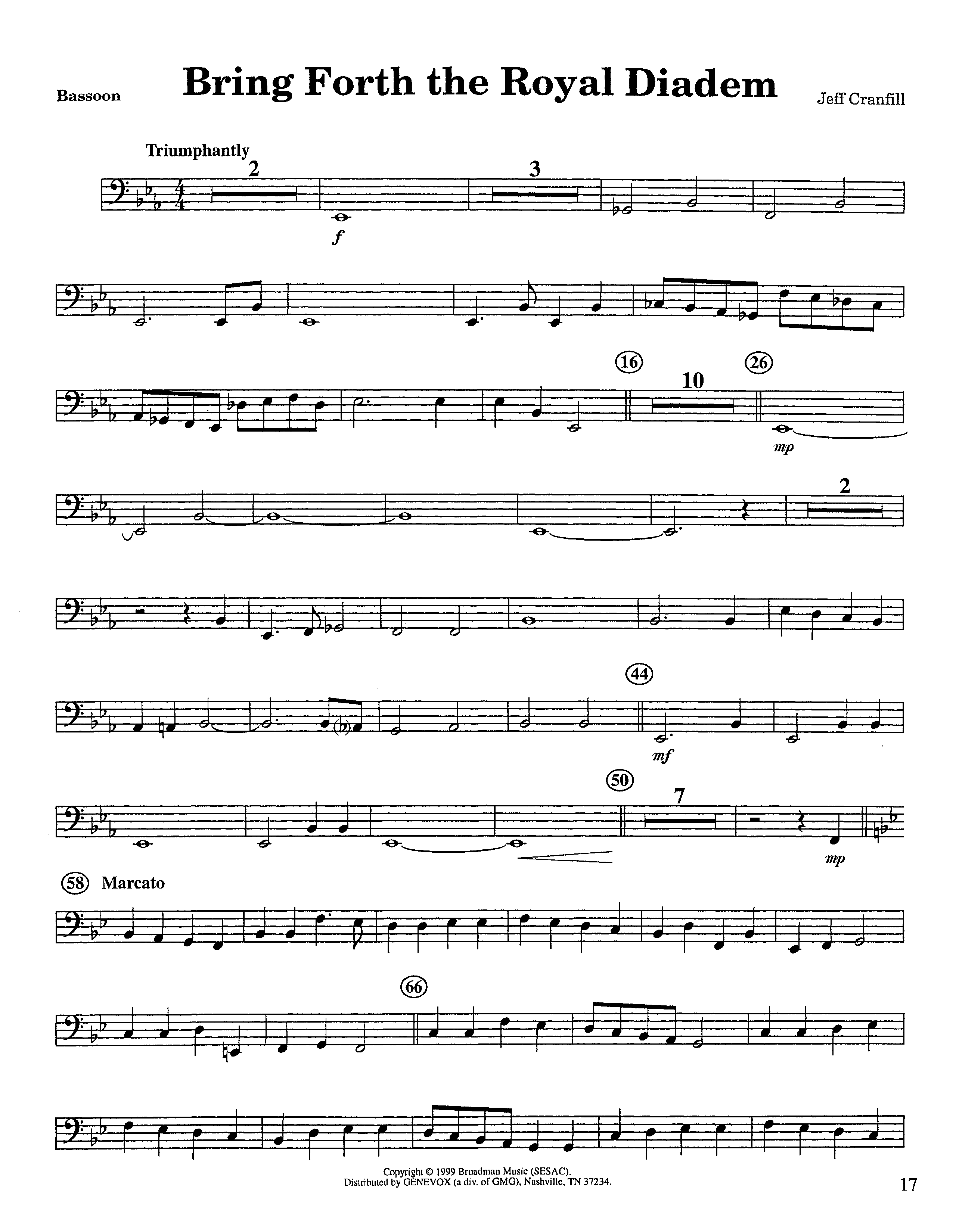 Bring Forth The Royal Diadem (Instrumental) Bassoon (Lifeway Worship / Arr. Jeff Cranfill)