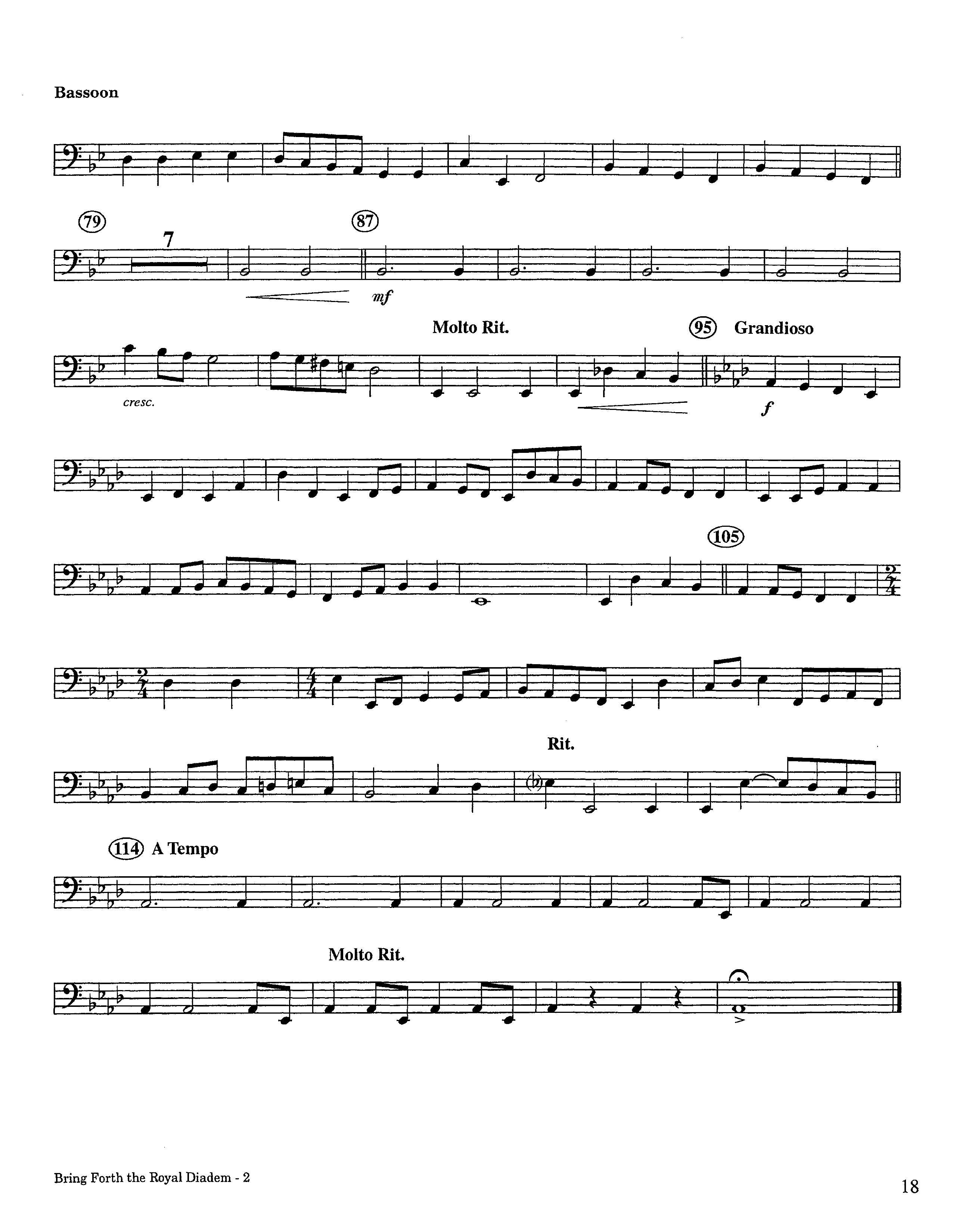 Bring Forth The Royal Diadem (Instrumental) Bassoon (Lifeway Worship / Arr. Jeff Cranfill)