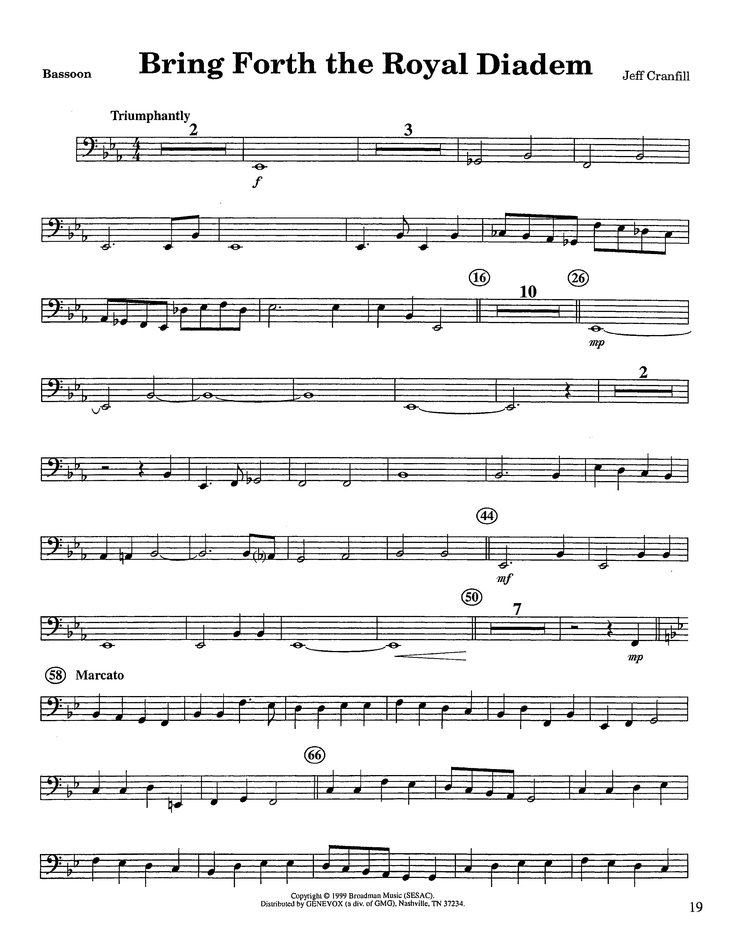 Bring Forth The Royal Diadem (Instrumental) Bassoon (Lifeway Worship / Arr. Jeff Cranfill)