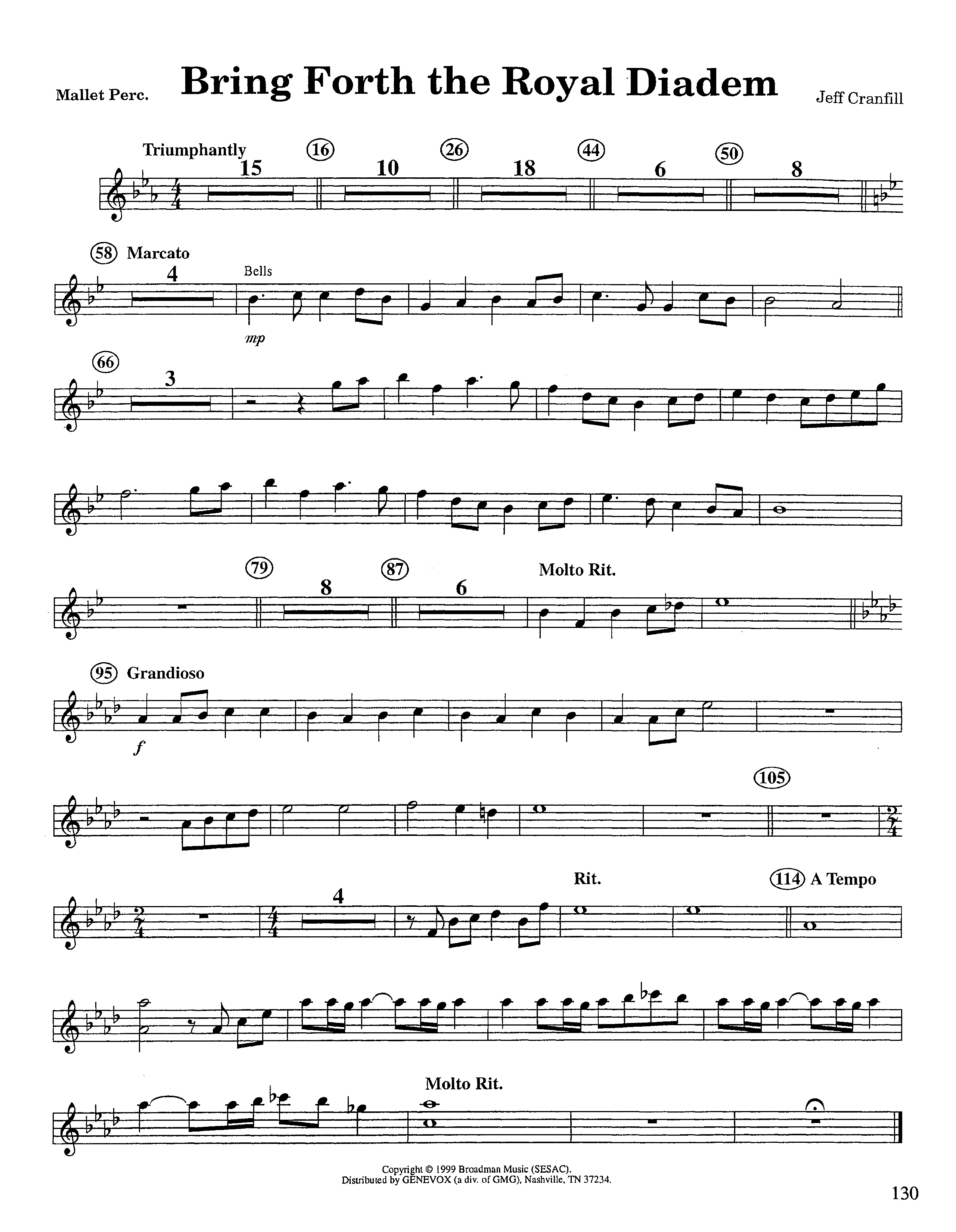 Bring Forth The Royal Diadem (Instrumental) Mallets (Lifeway Worship / Arr. Jeff Cranfill)