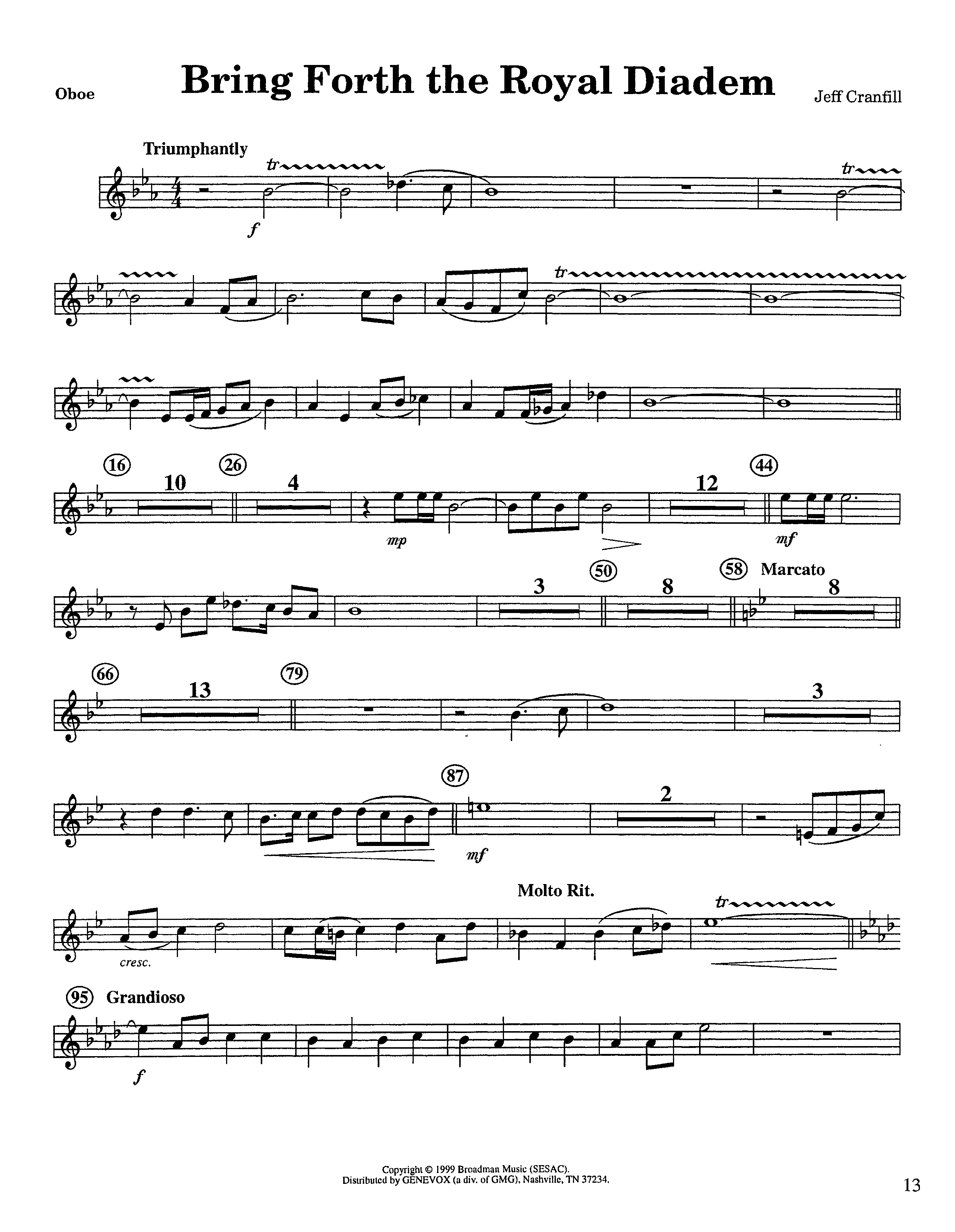 Bring Forth The Royal Diadem (Instrumental) Oboe (Lifeway Worship / Arr. Jeff Cranfill)