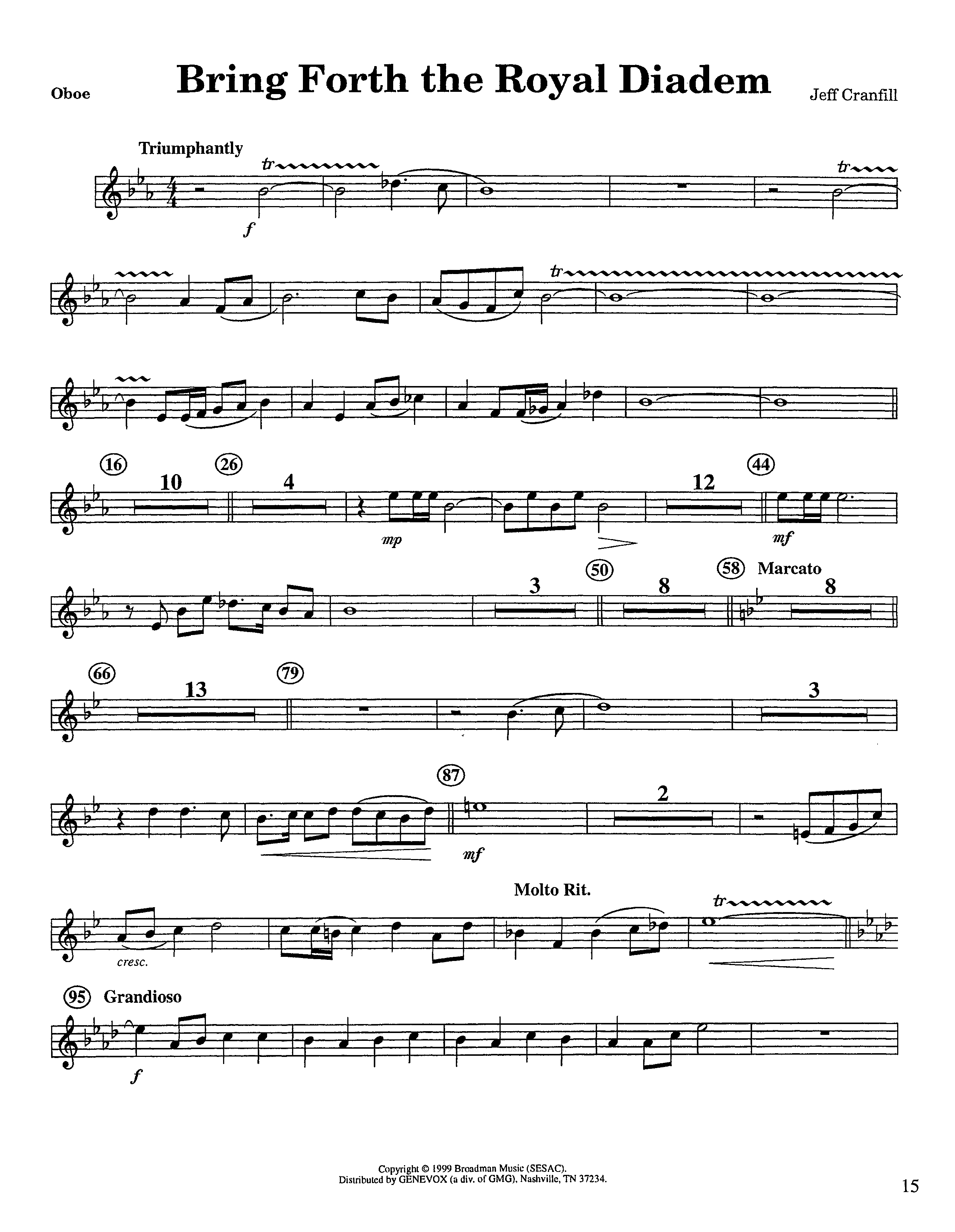 Bring Forth The Royal Diadem (Instrumental) Oboe (Lifeway Worship / Arr. Jeff Cranfill)