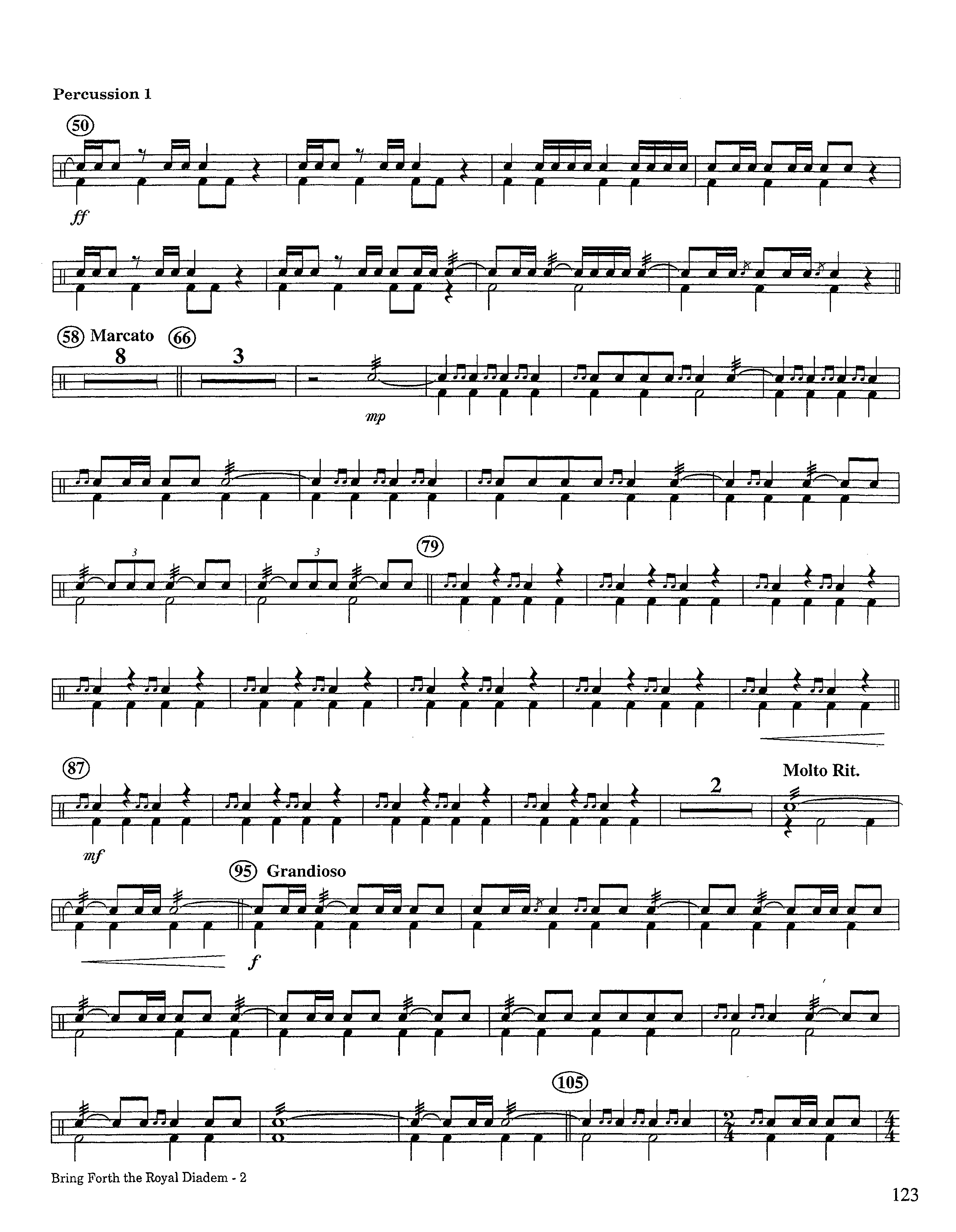 Bring Forth The Royal Diadem (Instrumental) Percussion 1/2 (Lifeway Worship / Arr. Jeff Cranfill)