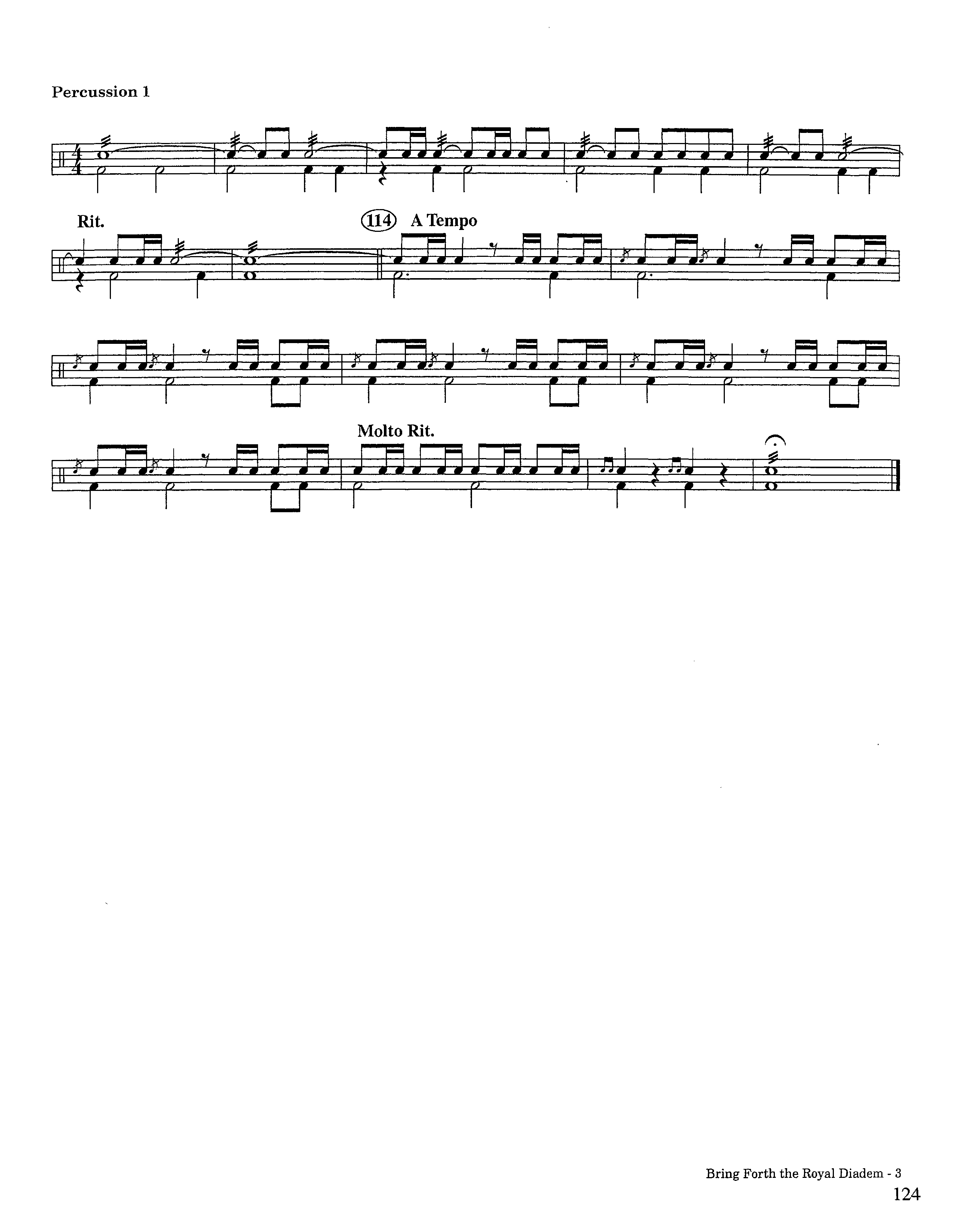 Bring Forth The Royal Diadem (Instrumental) Percussion 1/2 (Lifeway Worship / Arr. Jeff Cranfill)