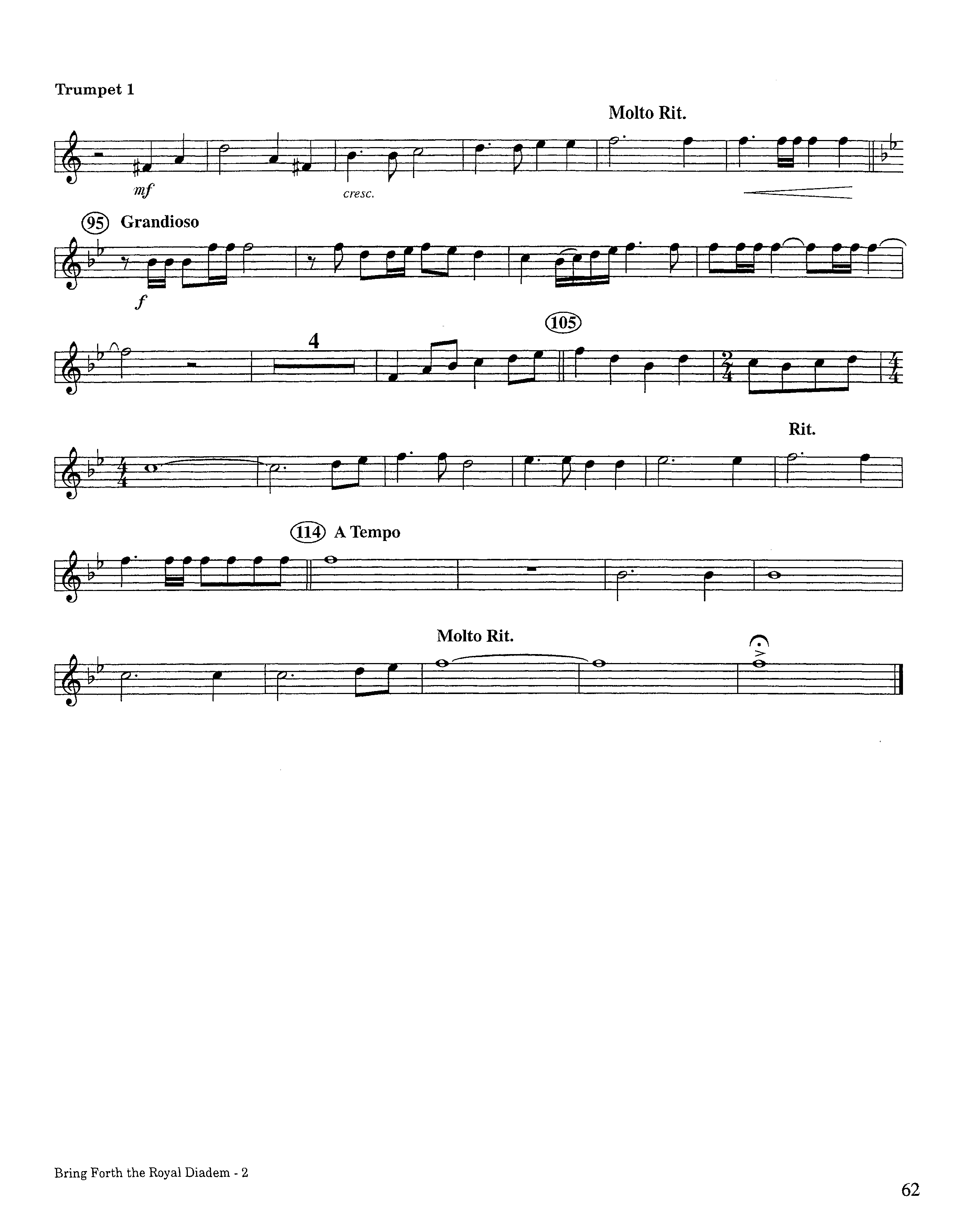 Bring Forth The Royal Diadem (Instrumental) Trumpet 1 (Lifeway Worship / Arr. Jeff Cranfill)