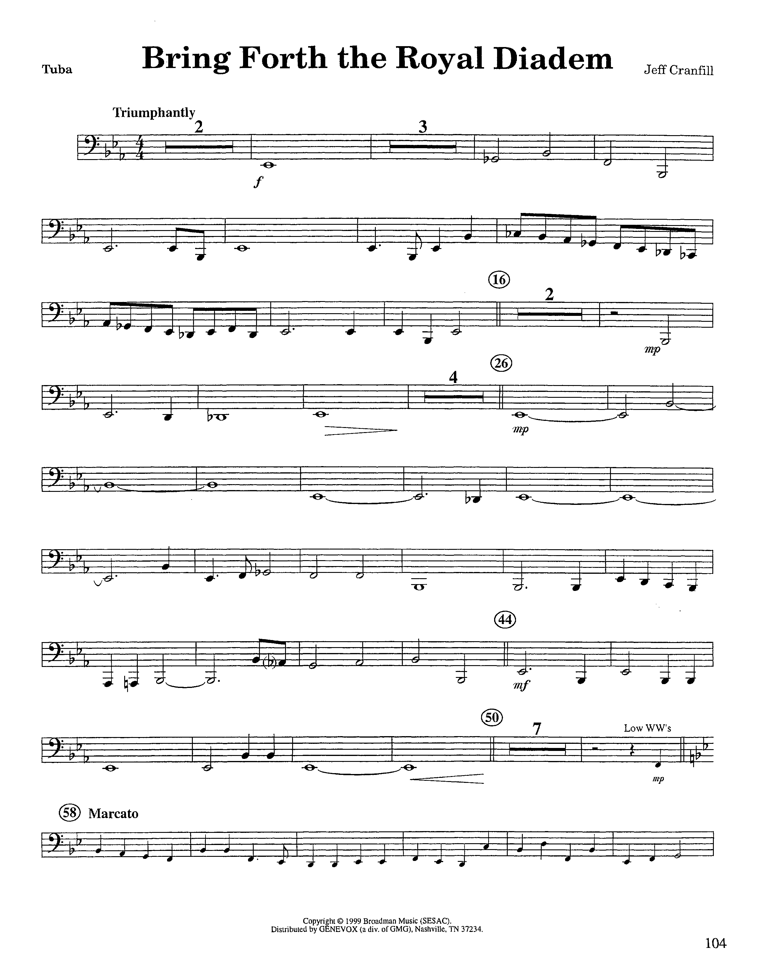 Bring Forth The Royal Diadem (Instrumental) Tuba (Lifeway Worship / Arr. Jeff Cranfill)