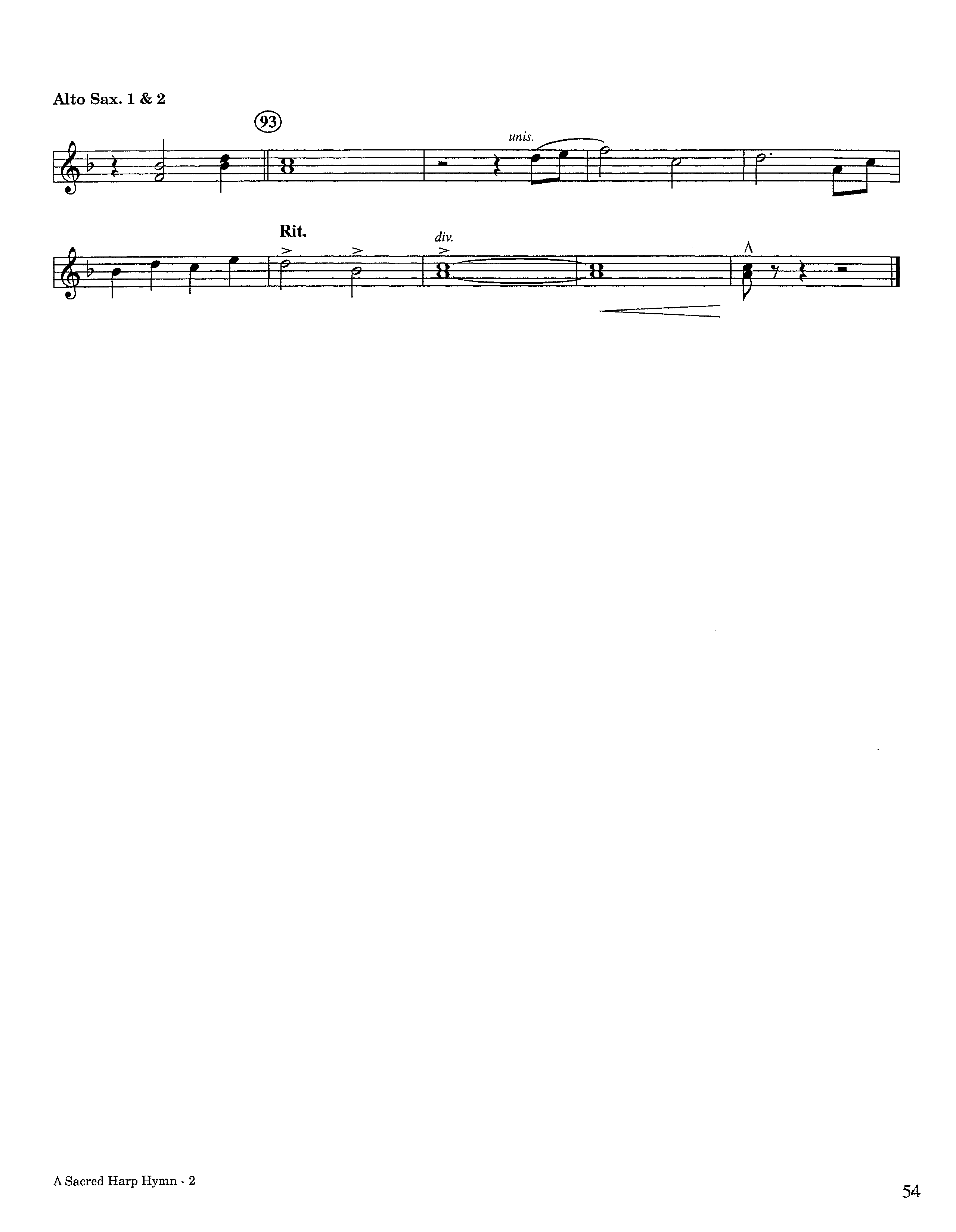 A Sacred Harp Hymn (Instrumental) Alto Sax 1/2 (Lifeway Worship / Arr. Jeff Cranfill)