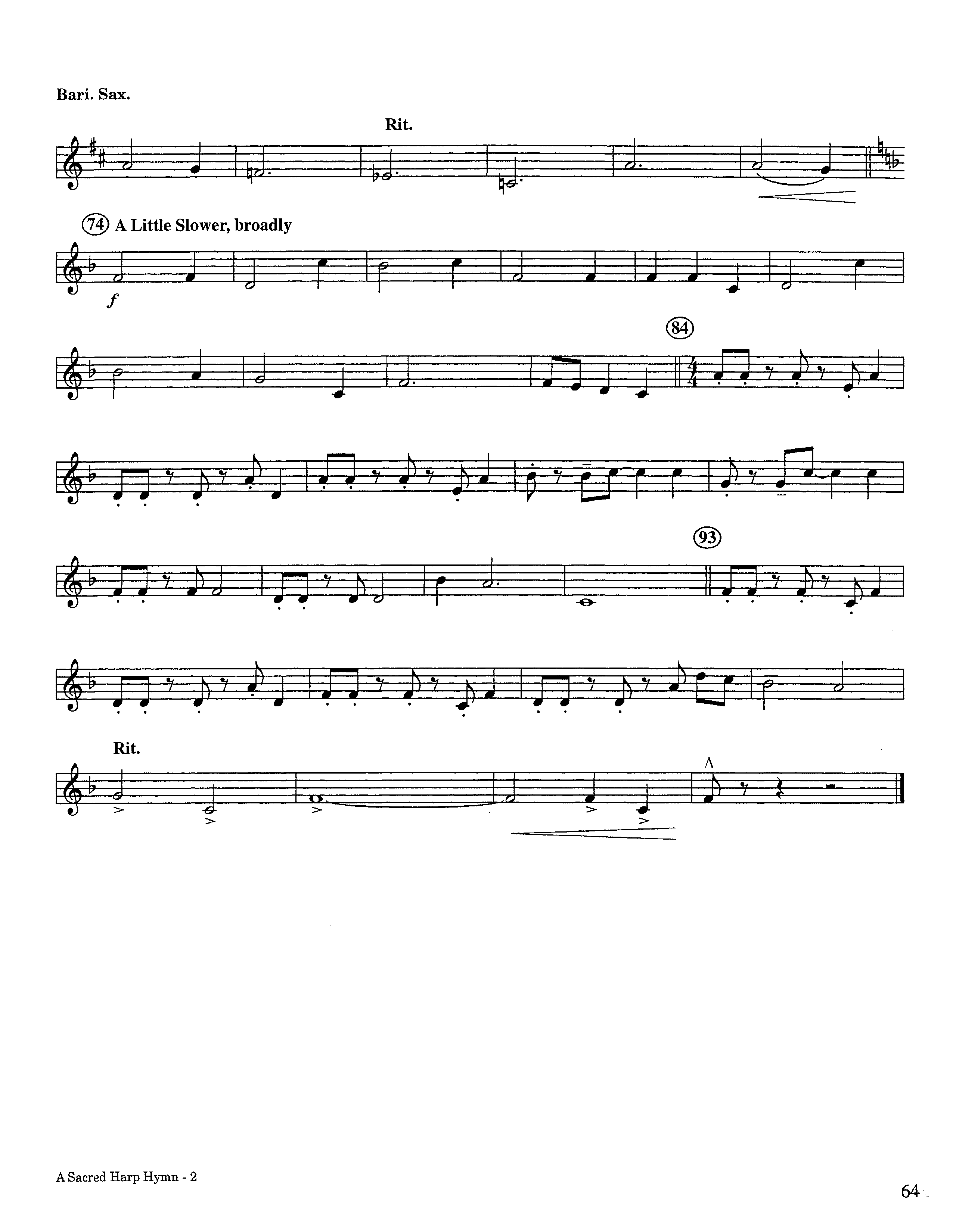 A Sacred Harp Hymn (Instrumental) Bari Sax (Lifeway Worship / Arr. Jeff Cranfill)