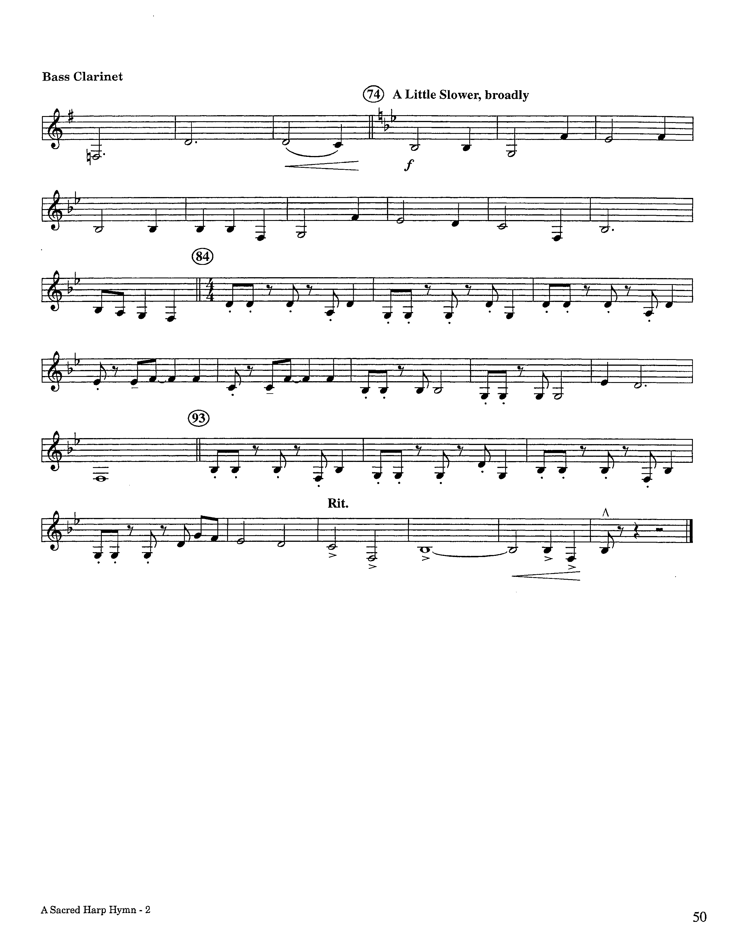 A Sacred Harp Hymn (Instrumental) Bass Clarinet (Lifeway Worship / Arr. Jeff Cranfill)