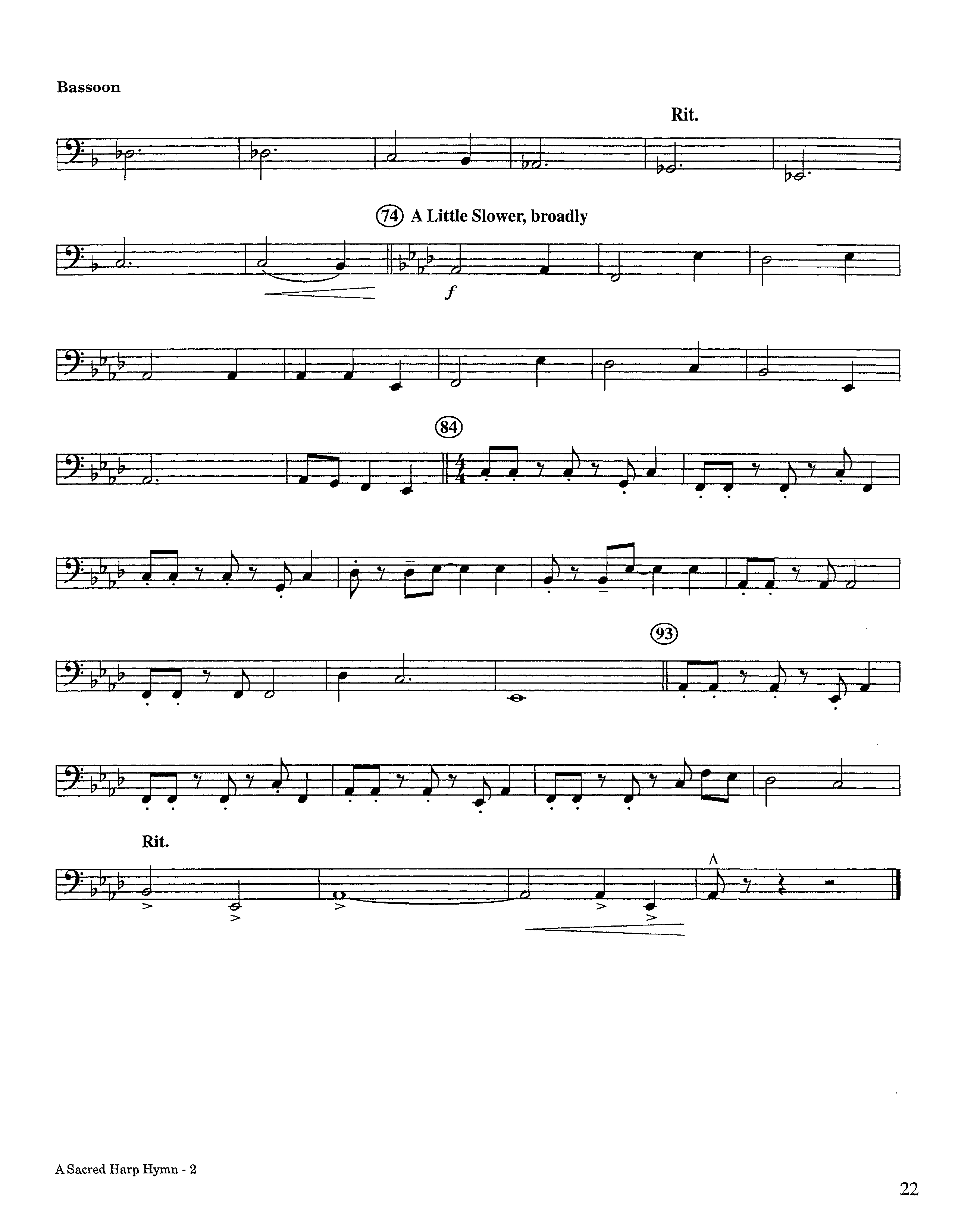 A Sacred Harp Hymn (Instrumental) Bassoon (Lifeway Worship / Arr. Jeff Cranfill)