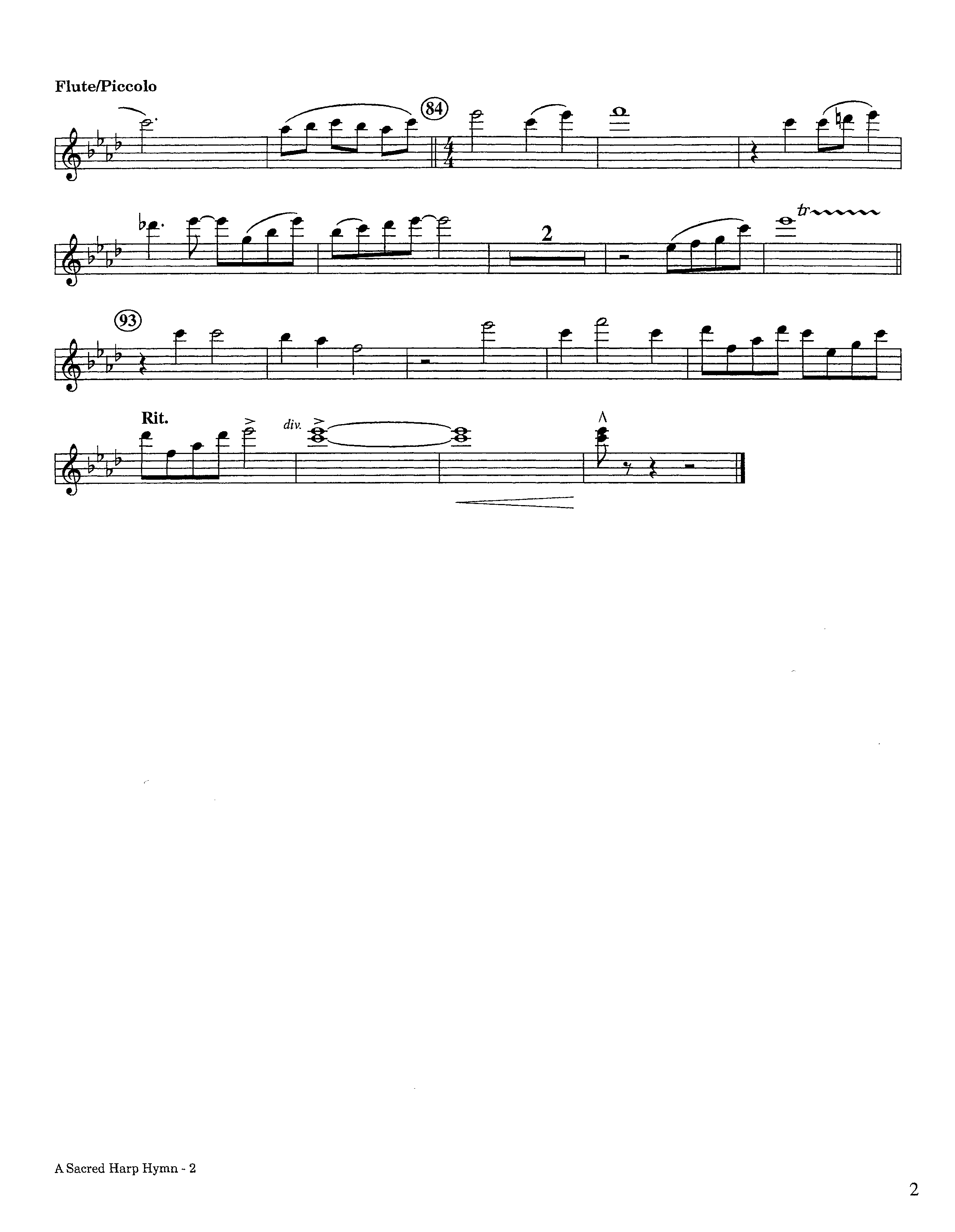 A Sacred Harp Hymn (Instrumental) Flute/Piccolo (Lifeway Worship / Arr. Jeff Cranfill)