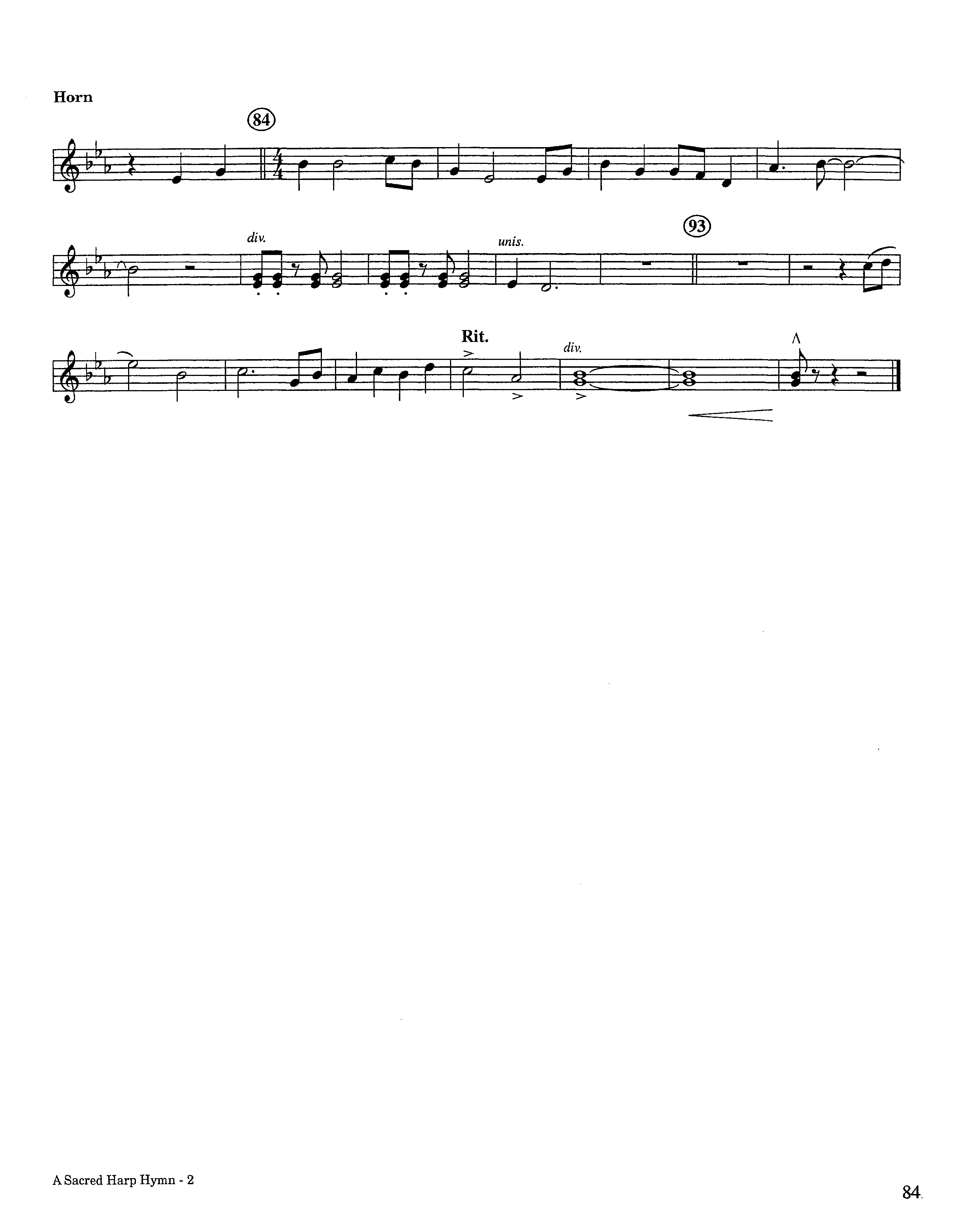 A Sacred Harp Hymn (Instrumental) French Horn (Lifeway Worship / Arr. Jeff Cranfill)