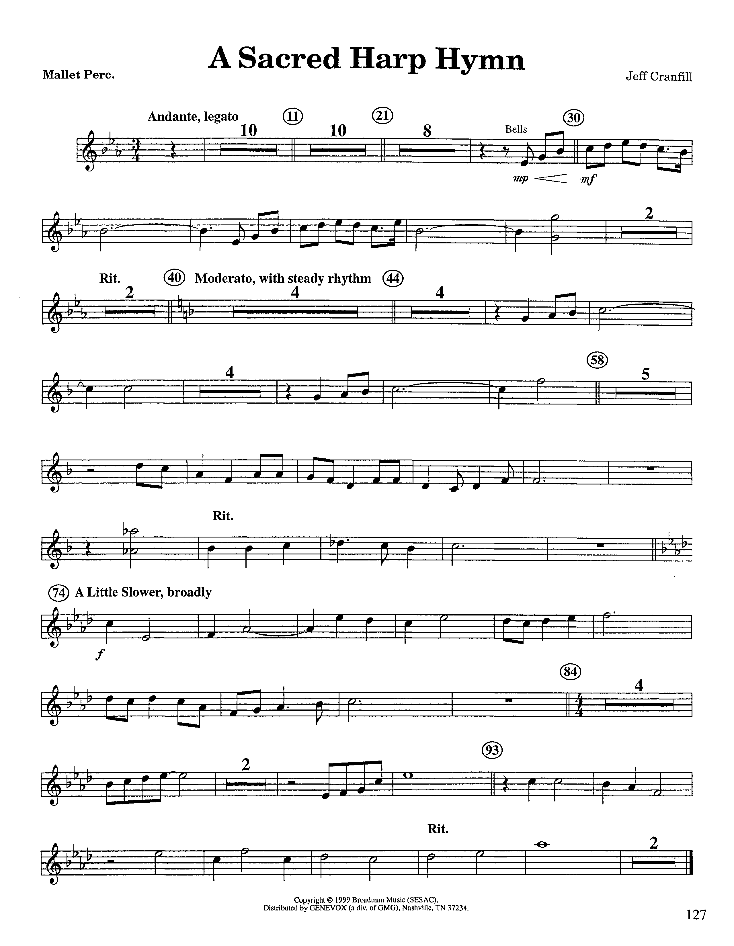 A Sacred Harp Hymn (Instrumental) Mallets (Lifeway Worship / Arr. Jeff Cranfill)