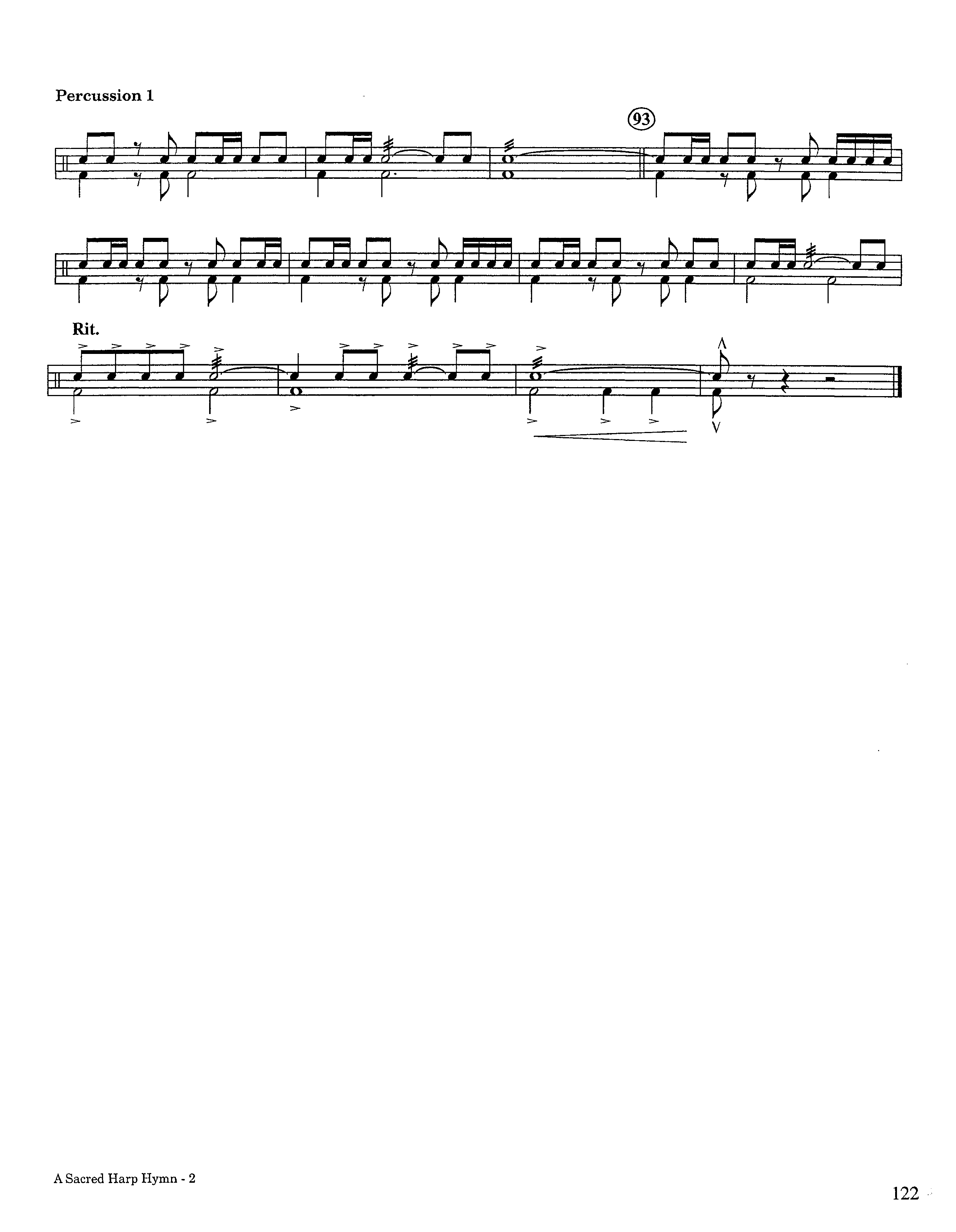 A Sacred Harp Hymn (Instrumental) Percussion 1/2 (Lifeway Worship / Arr. Jeff Cranfill)
