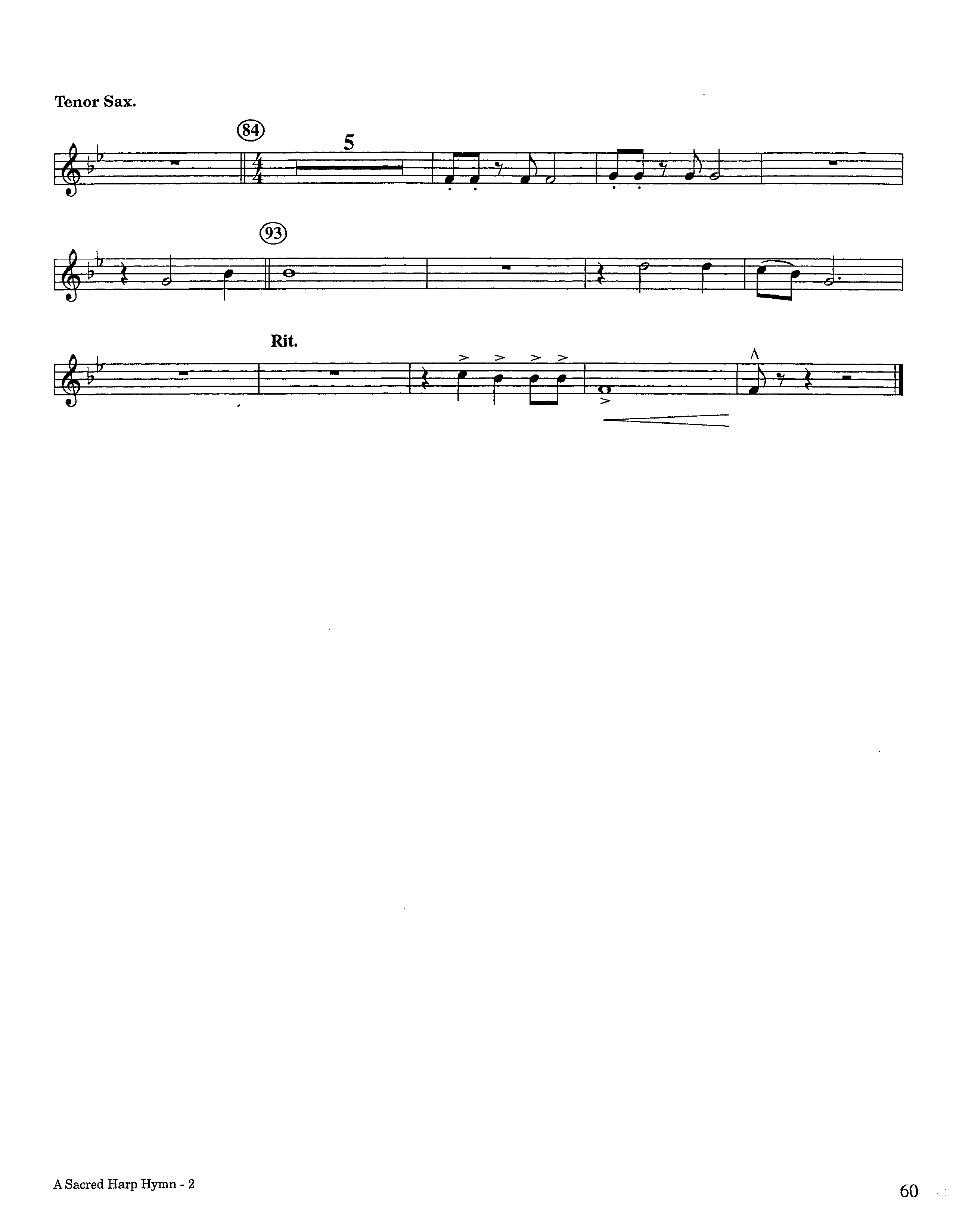 A Sacred Harp Hymn (Instrumental) Tenor Sax 1 (Lifeway Worship / Arr. Jeff Cranfill)