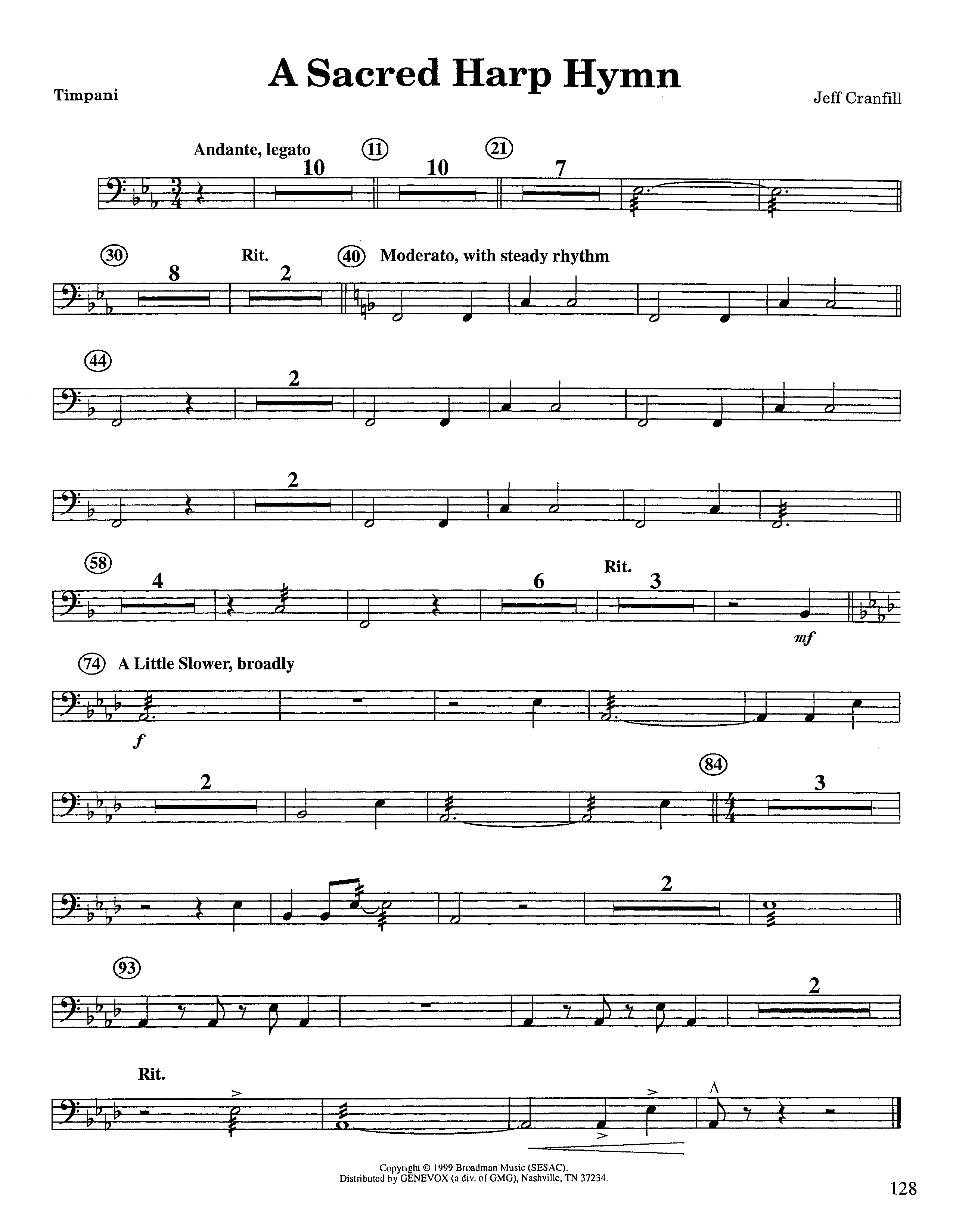 A Sacred Harp Hymn (Instrumental) Timpani (Lifeway Worship / Arr. Jeff Cranfill)
