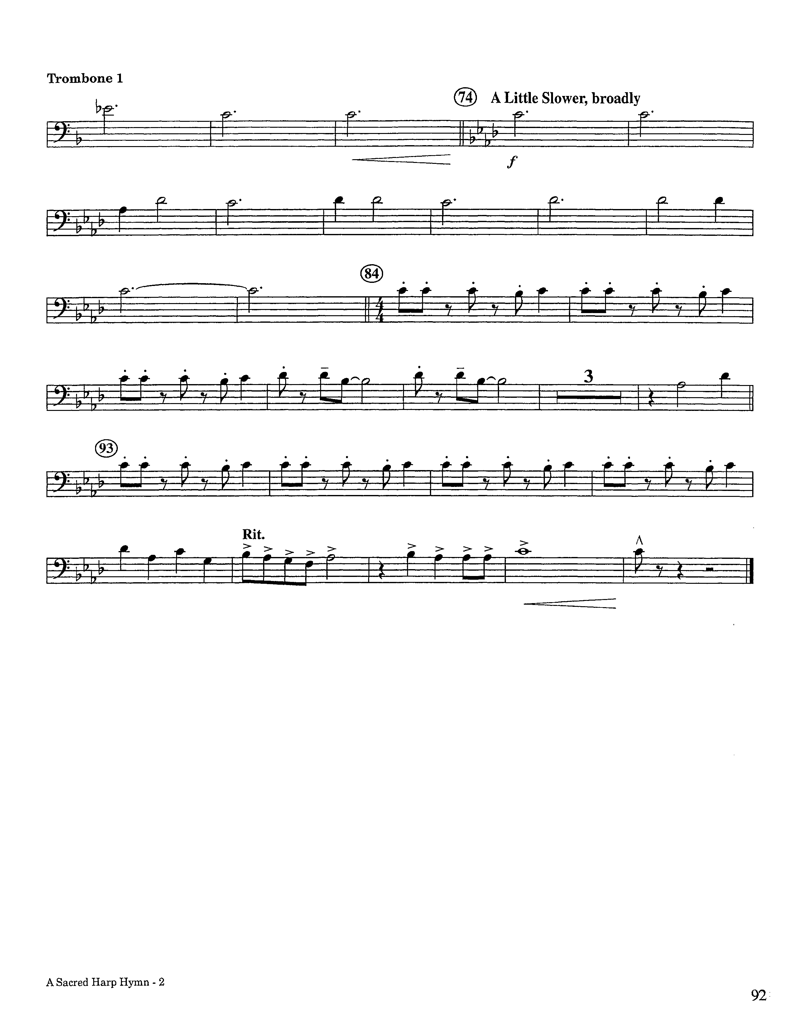 A Sacred Harp Hymn (Instrumental) Trombone 1 (Lifeway Worship / Arr. Jeff Cranfill)