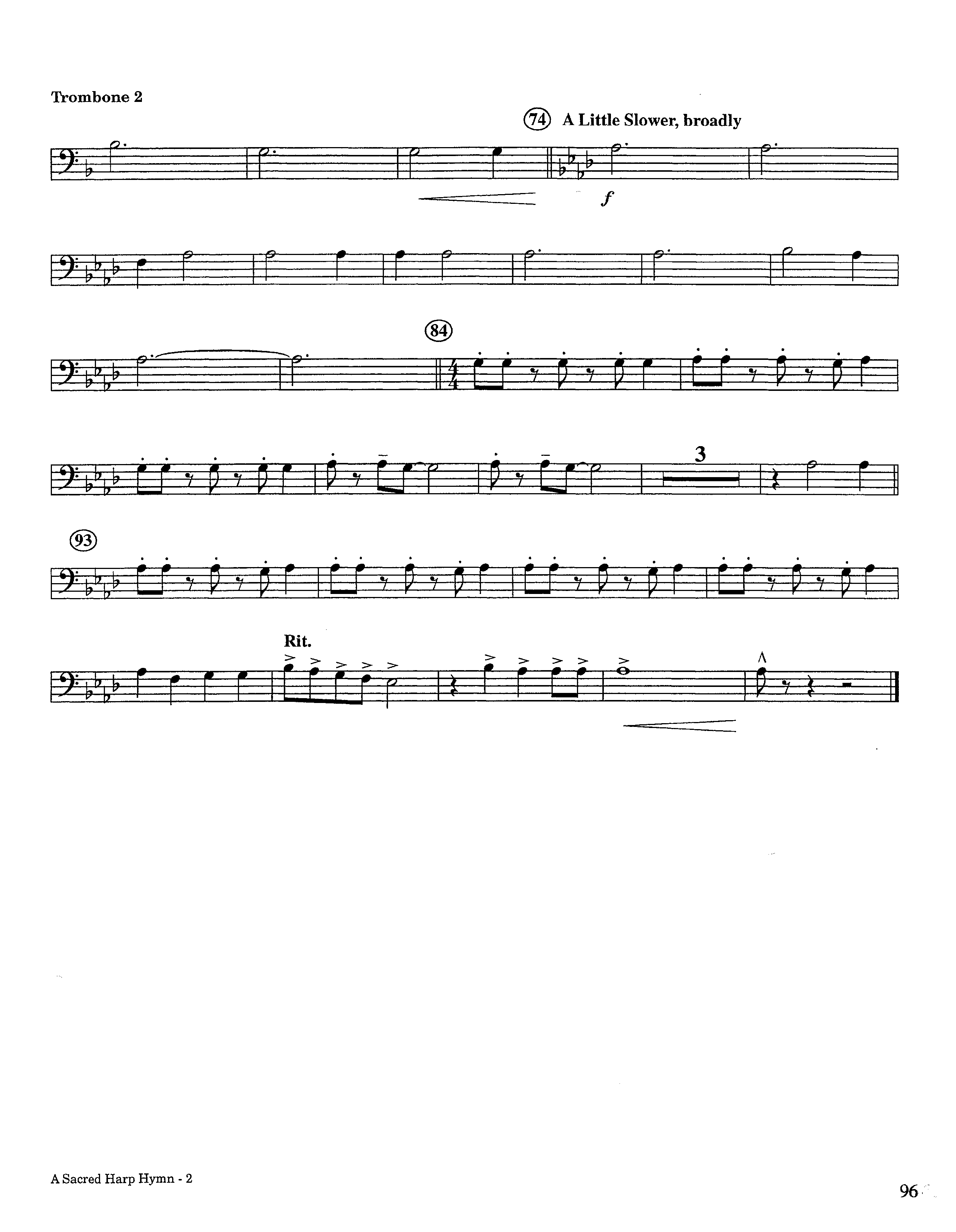 A Sacred Harp Hymn (Instrumental) Trombone 2 (Lifeway Worship / Arr. Jeff Cranfill)