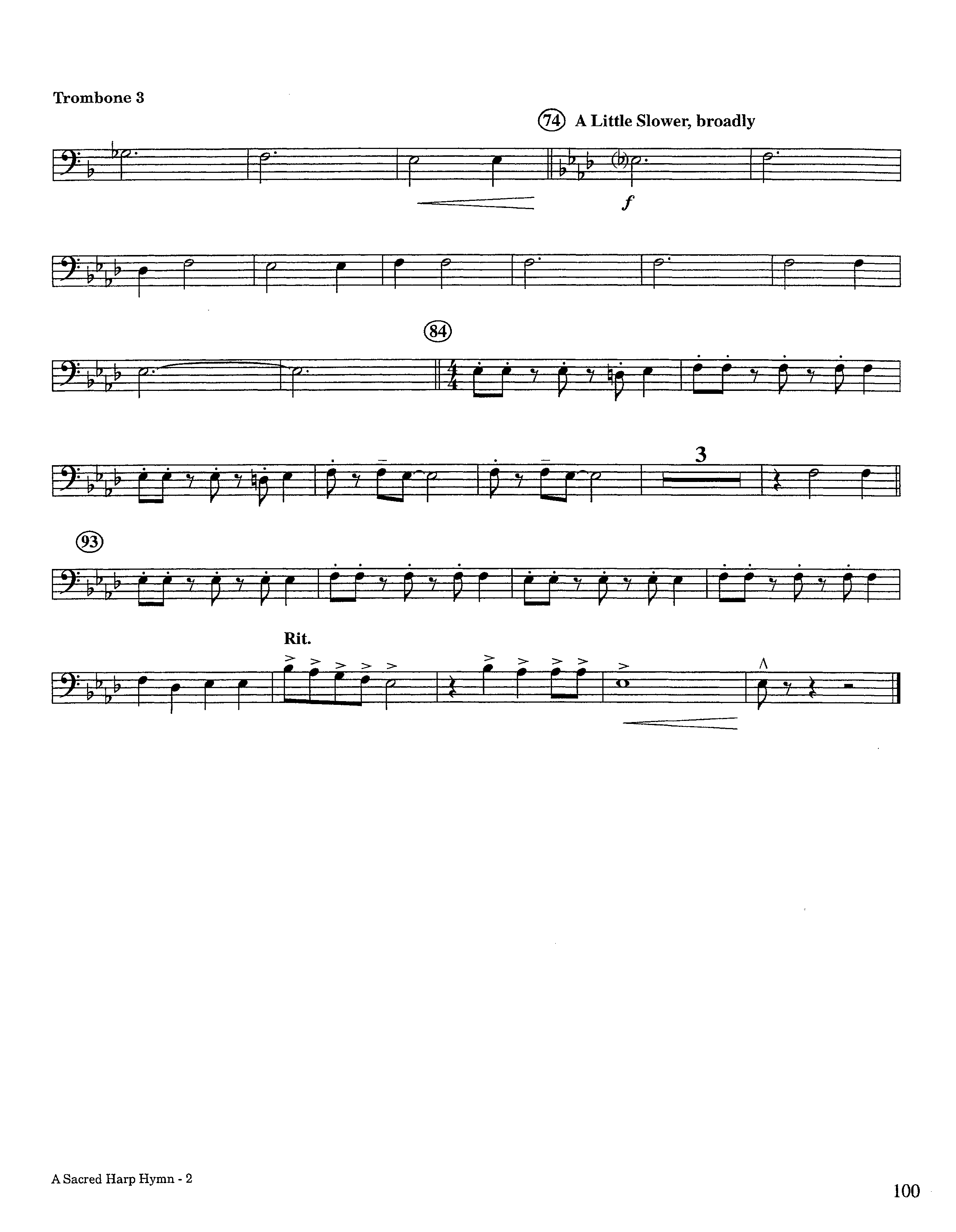 A Sacred Harp Hymn (Instrumental) Trombone 3 (Lifeway Worship / Arr. Jeff Cranfill)