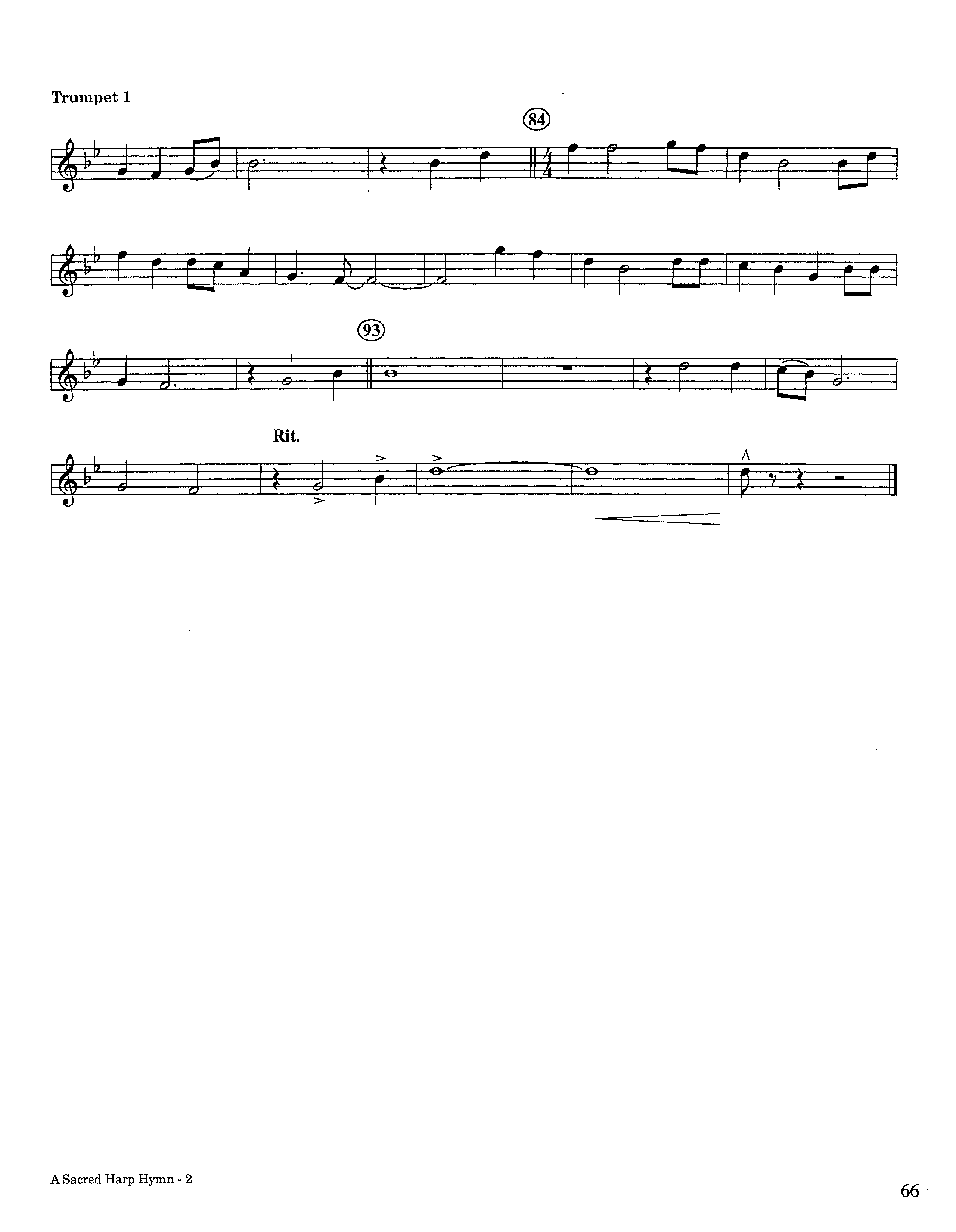 A Sacred Harp Hymn (Instrumental) Trumpet 1 (Lifeway Worship / Arr. Jeff Cranfill)
