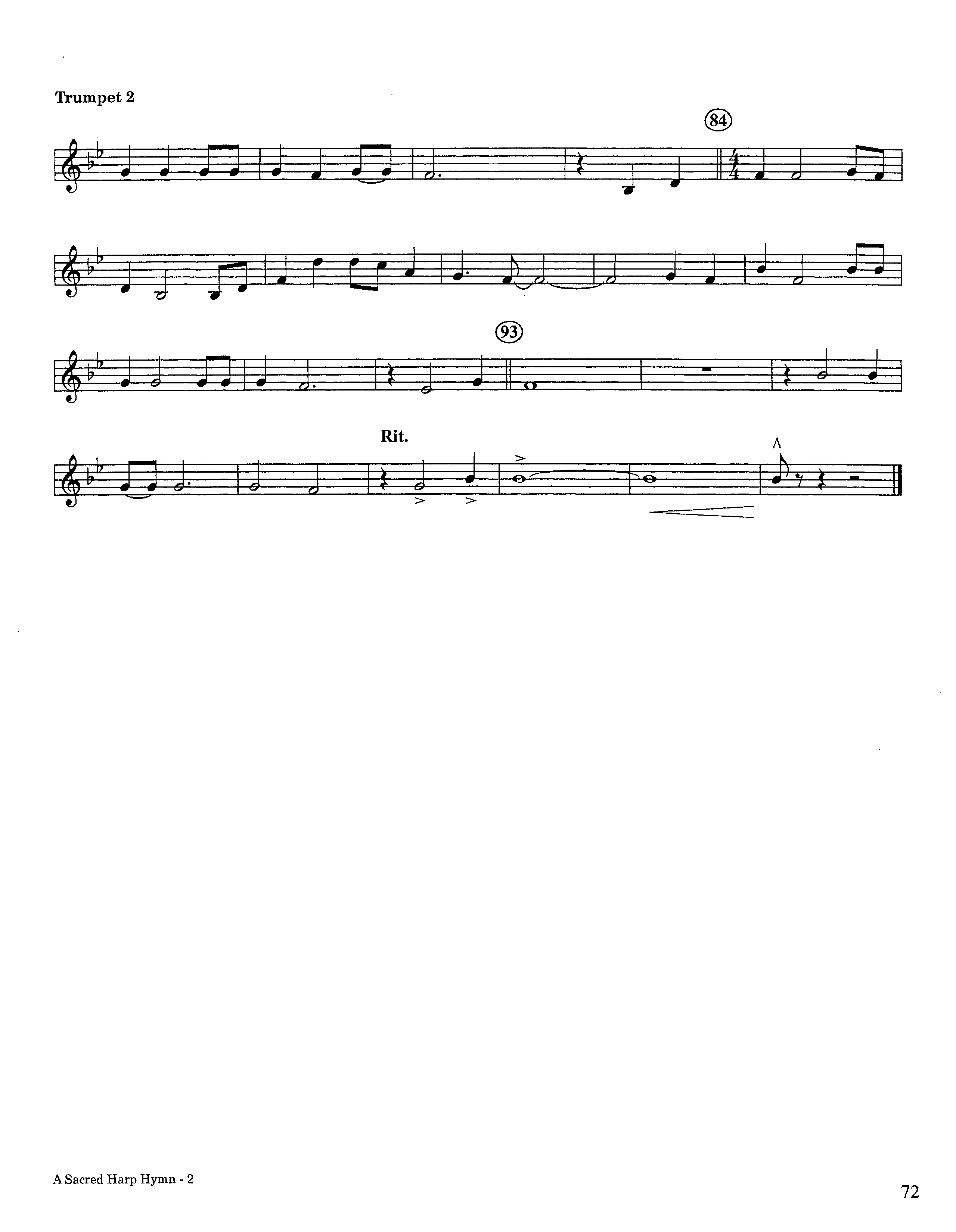 A Sacred Harp Hymn (Instrumental) Trumpet 2 (Lifeway Worship / Arr. Jeff Cranfill)