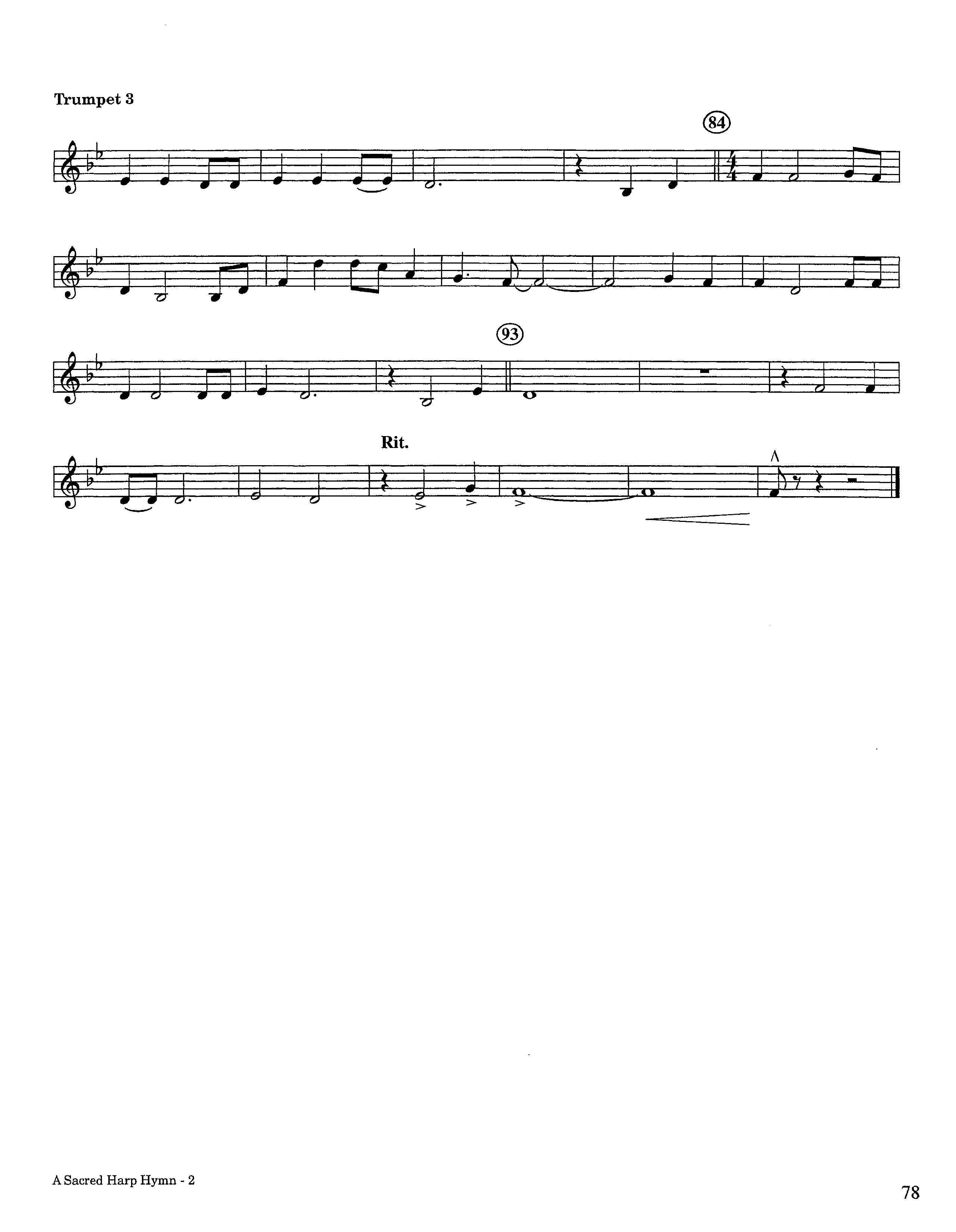 A Sacred Harp Hymn (Instrumental) Trumpet 3 (Lifeway Worship / Arr. Jeff Cranfill)