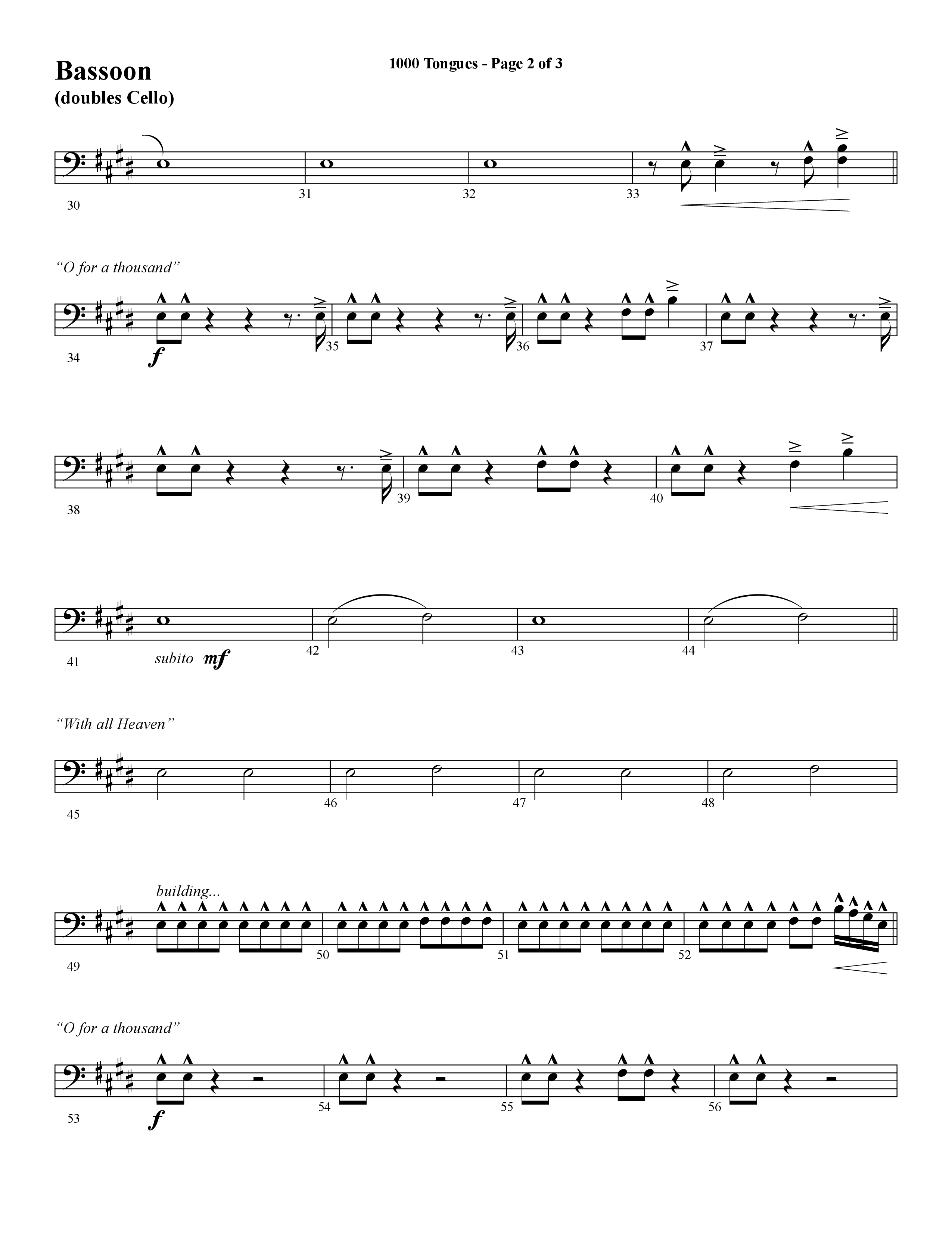 1000 Tongues (Choral Anthem SATB) Bassoon (Word Music Choral / Arr. Cliff Duren)