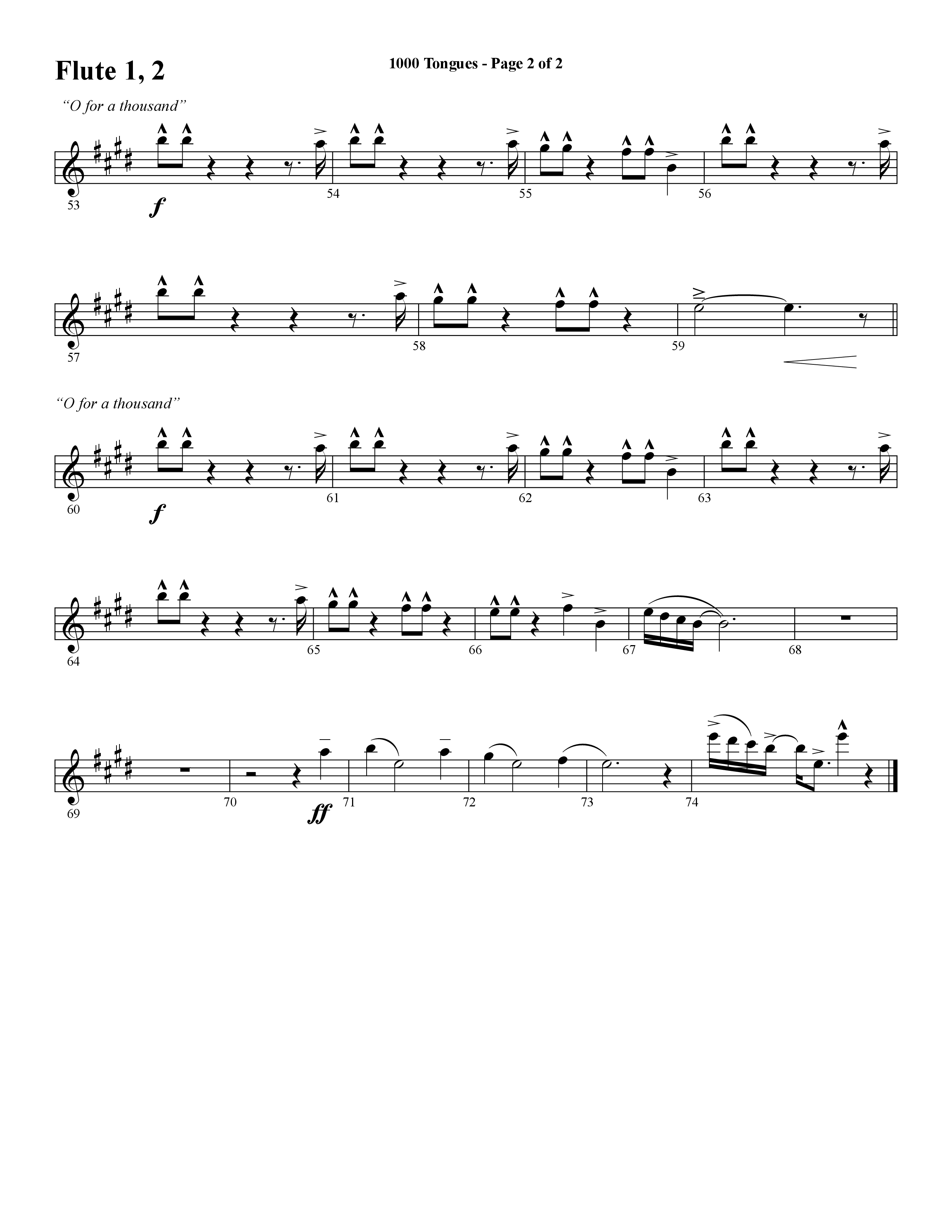 1000 Tongues (Choral Anthem SATB) Flute 1/2 (Word Music Choral / Arr. Cliff Duren)