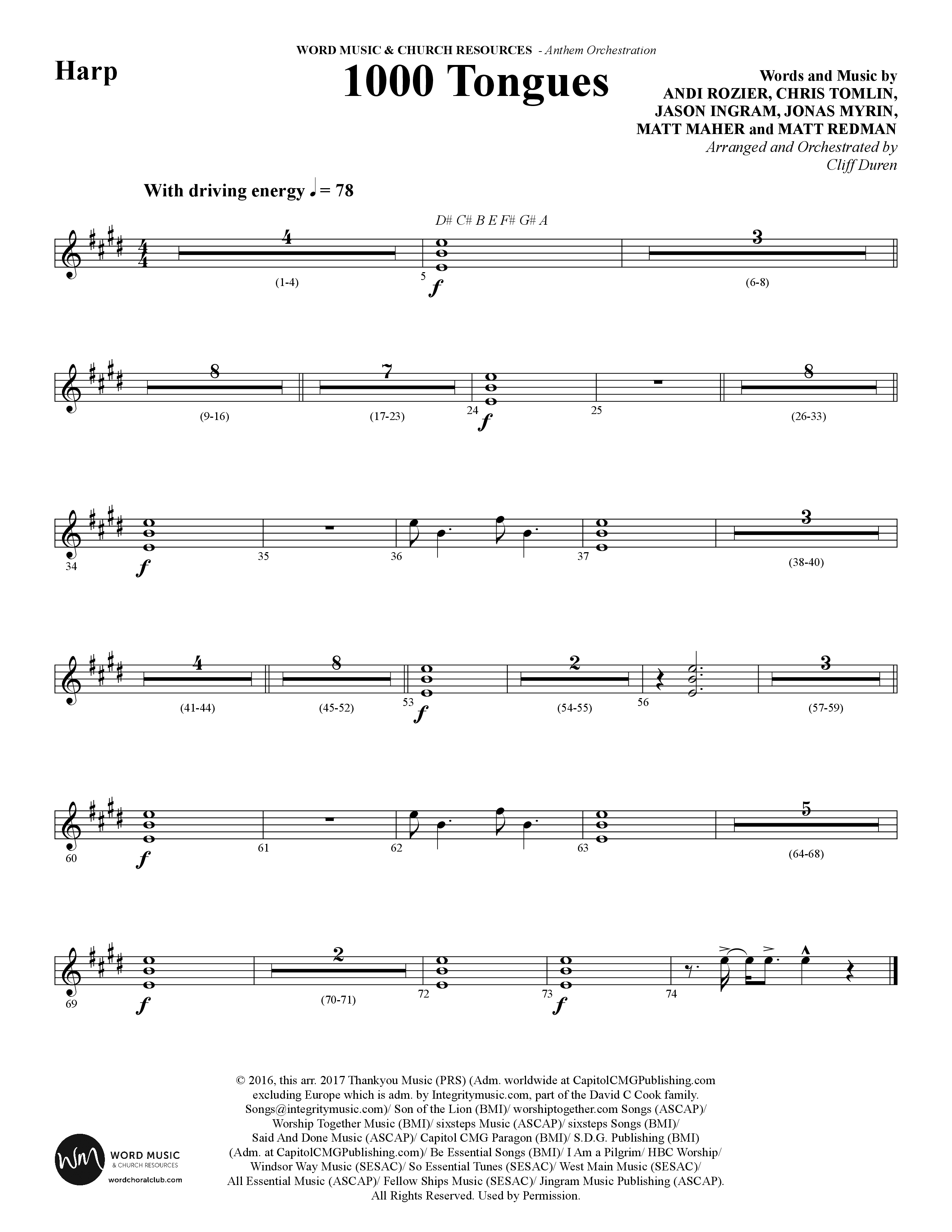 1000 Tongues (Choral Anthem SATB) Harp (Word Music Choral / Arr. Cliff Duren)