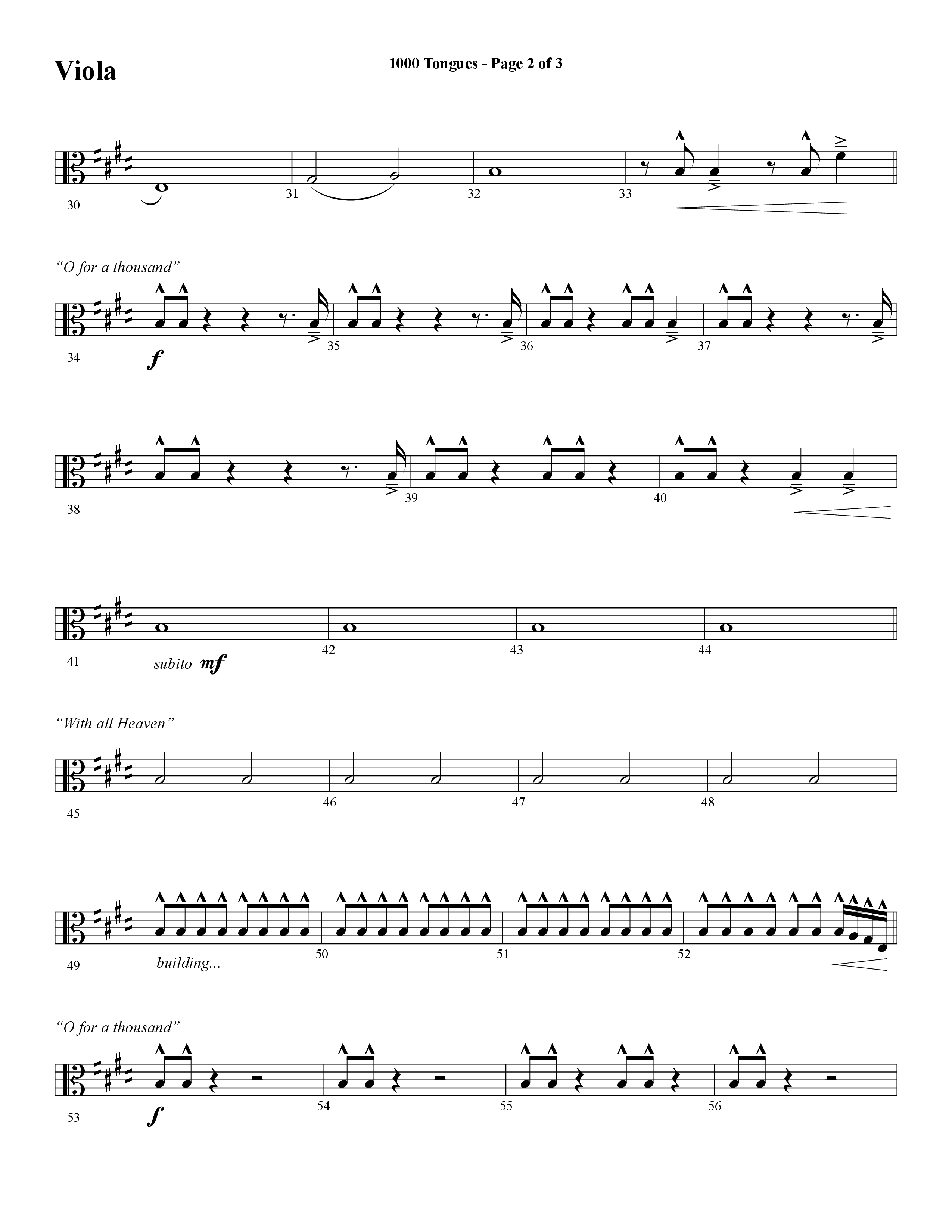 1000 Tongues (Choral Anthem SATB) Viola (Word Music Choral / Arr. Cliff Duren)