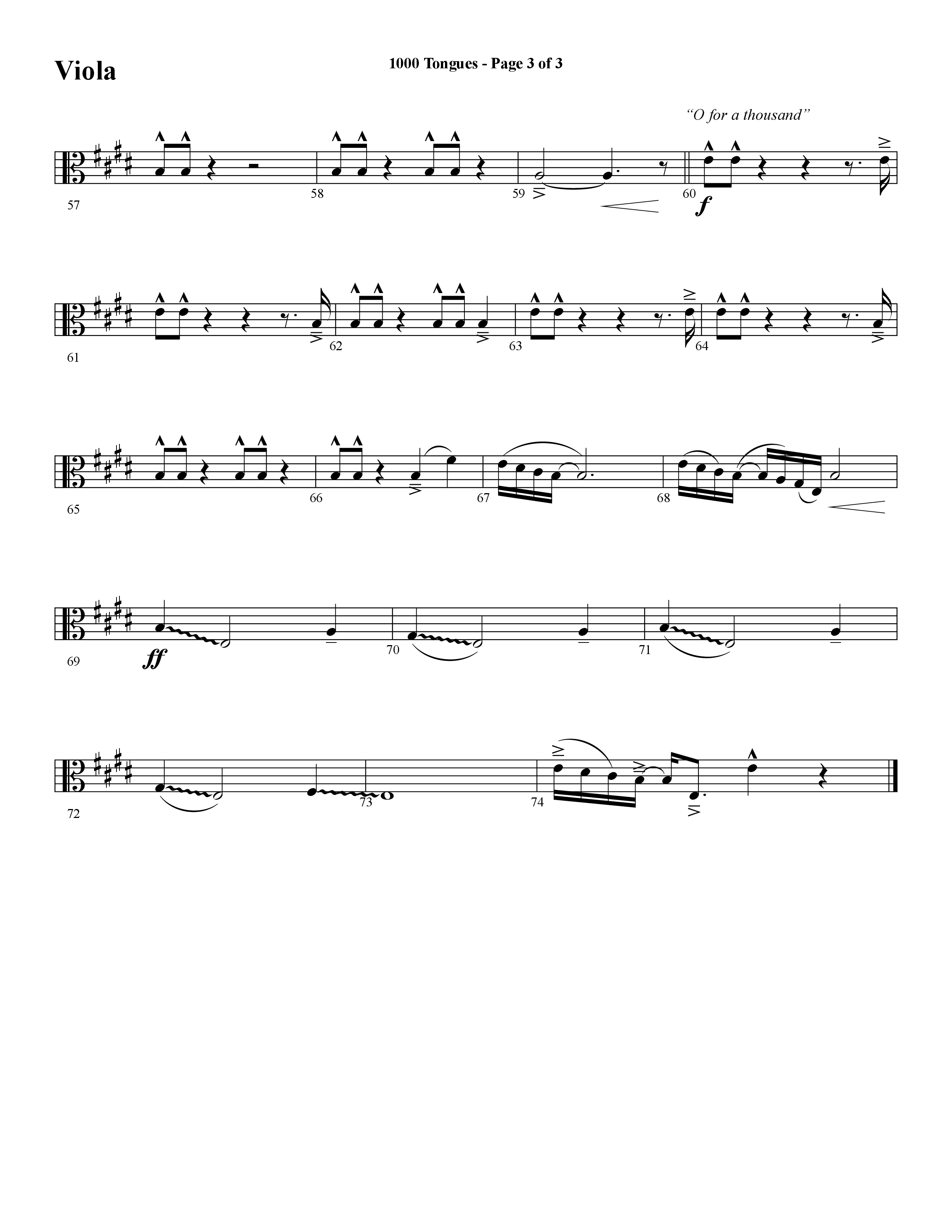 1000 Tongues (Choral Anthem SATB) Viola (Word Music Choral / Arr. Cliff Duren)