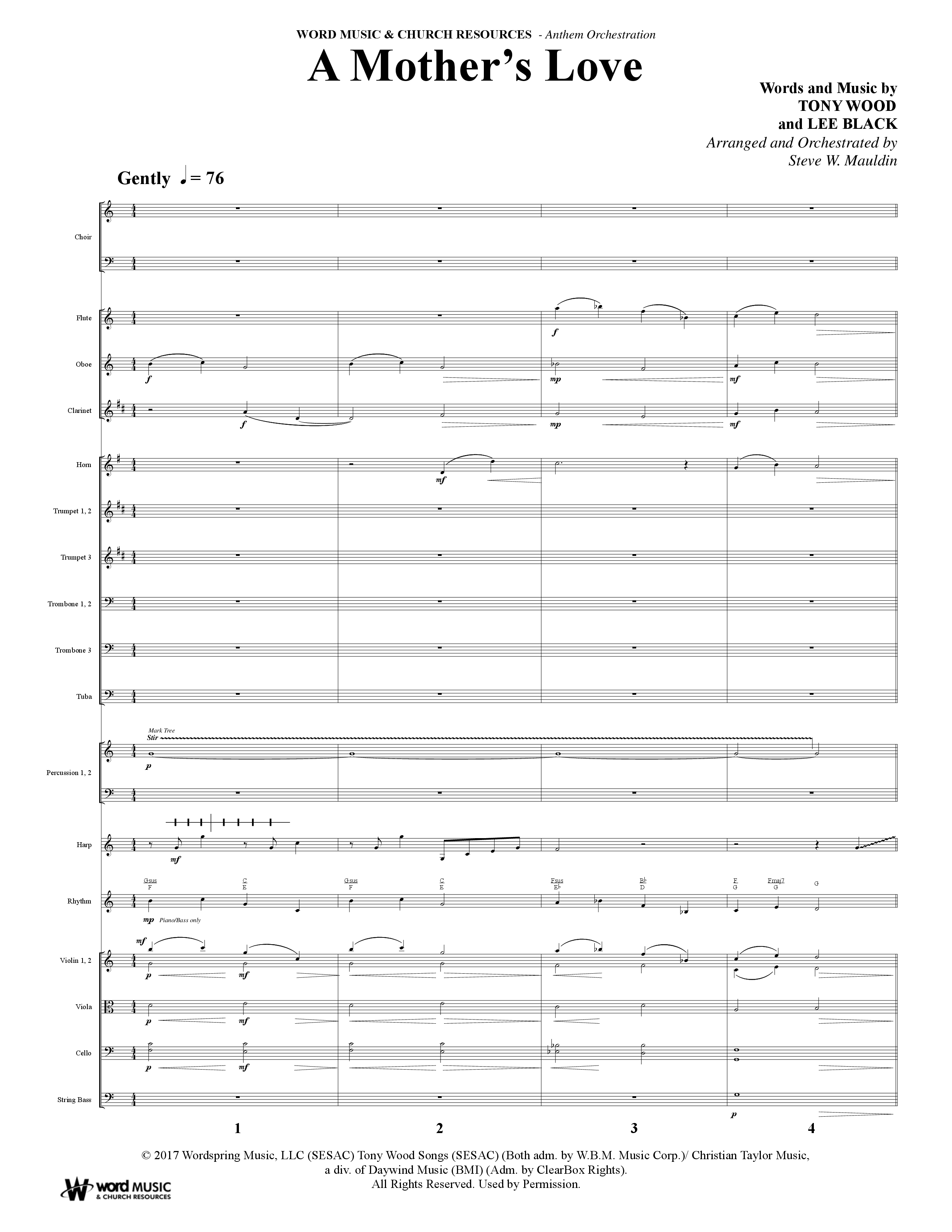 A Mothers Love (Choral Anthem SATB) Conductor's Score (Word Music Choral / Arr. Steve Mauldin)