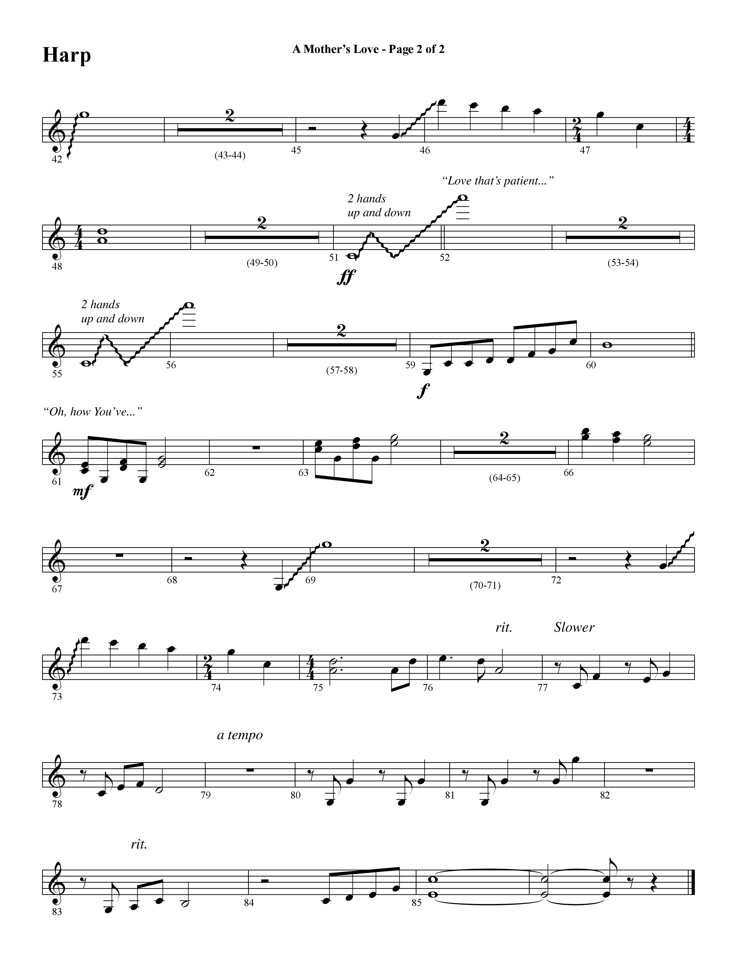 A Mothers Love (Choral Anthem SATB) Harp (Word Music Choral / Arr. Steve Mauldin)