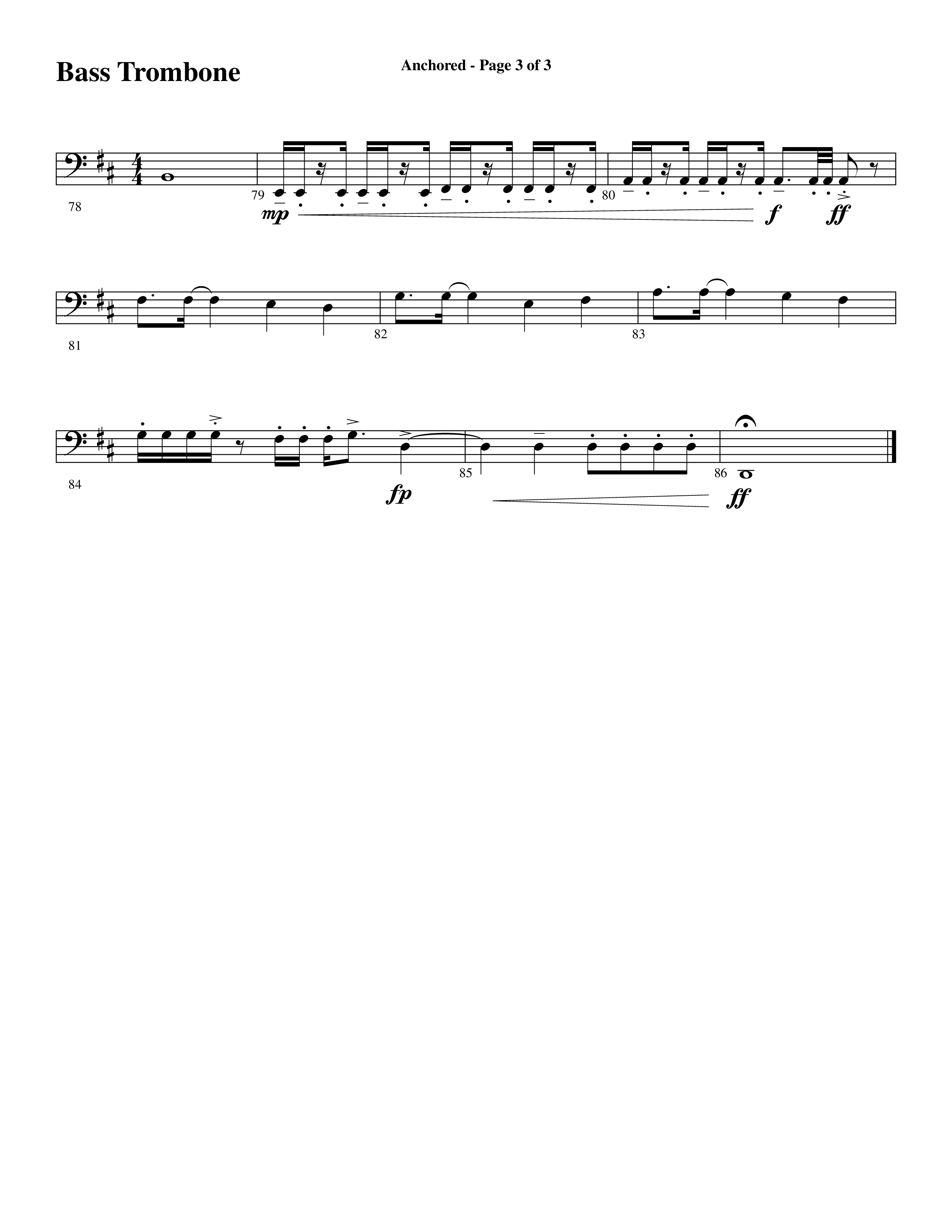 Anchored (Choral Anthem SATB) Bass Trombone (Word Music Choral / Arr. Joshua Spacht)
