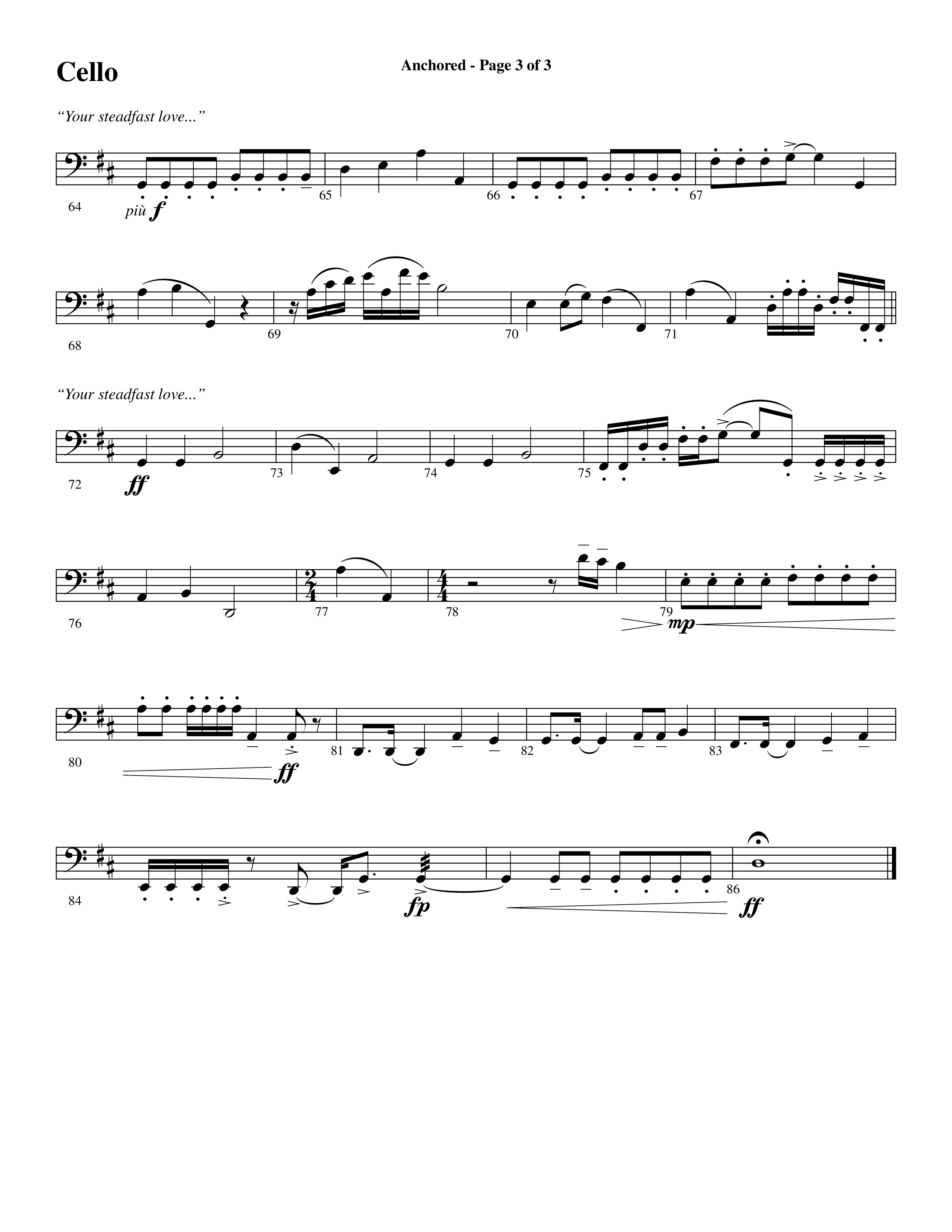 Anchored (Choral Anthem SATB) Cello (Word Music Choral / Arr. Joshua Spacht)