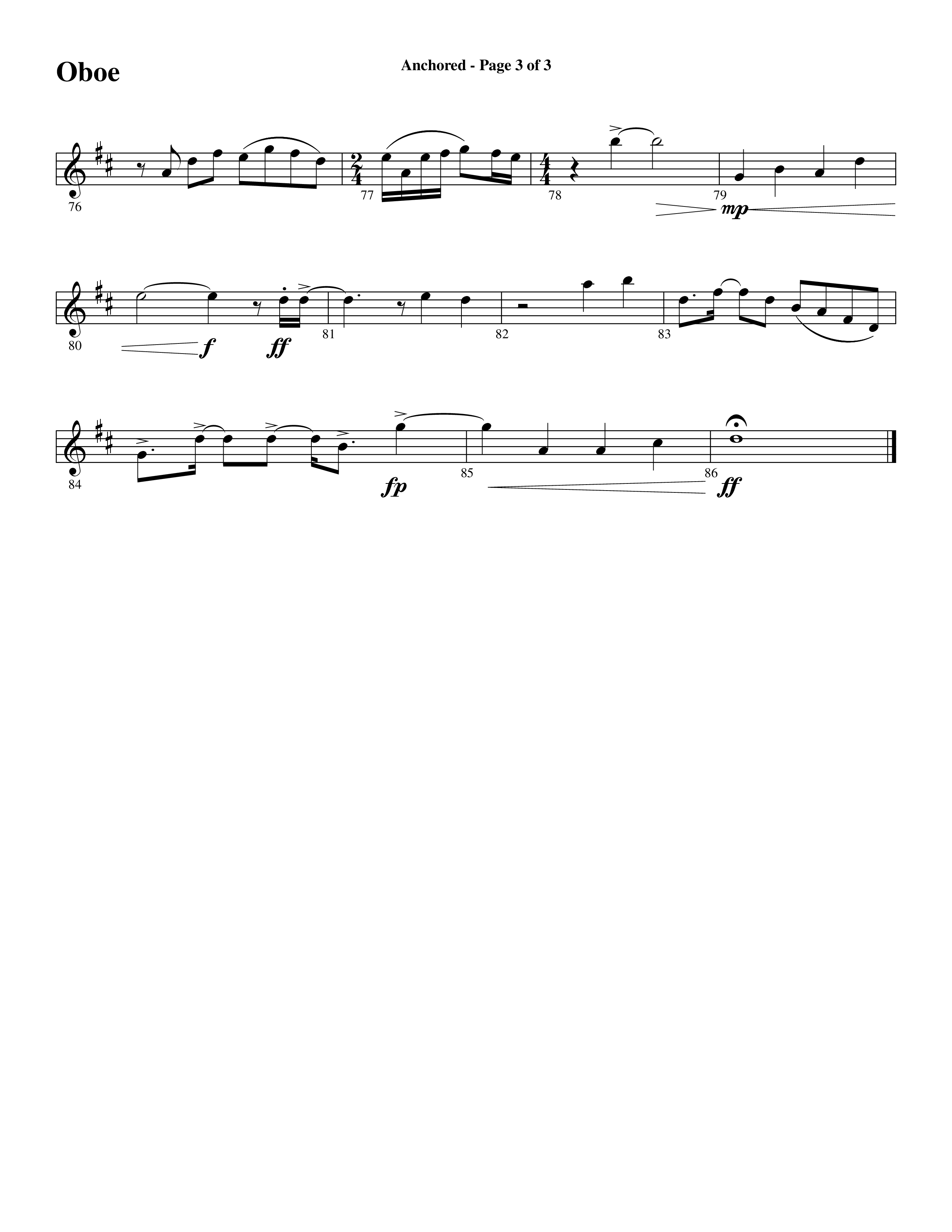 Anchored (Choral Anthem SATB) Oboe (Word Music Choral / Arr. Joshua Spacht)