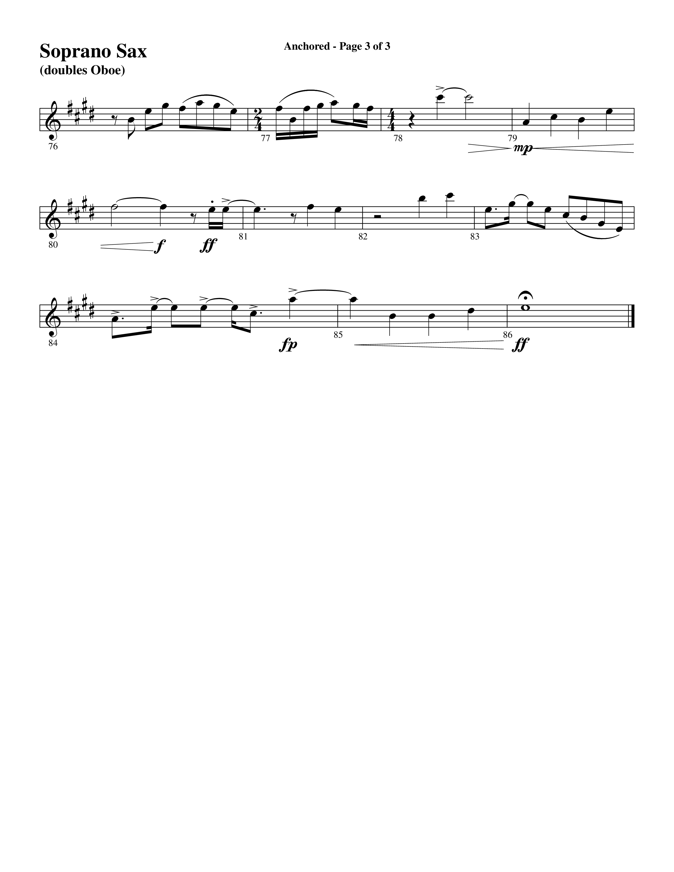 Anchored (Choral Anthem SATB) Soprano Sax (Word Music Choral / Arr. Joshua Spacht)
