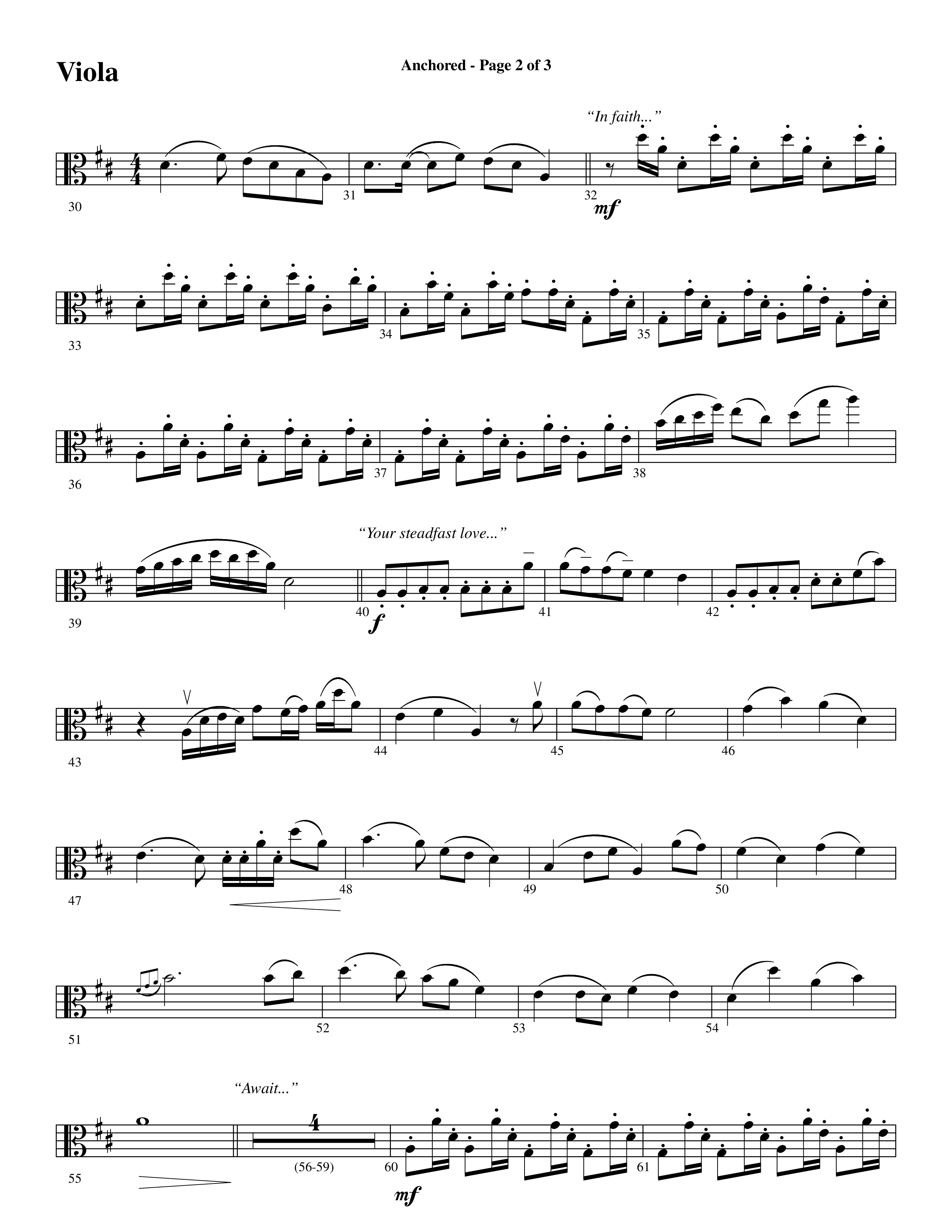Anchored (Choral Anthem SATB) Viola (Word Music Choral / Arr. Joshua Spacht)